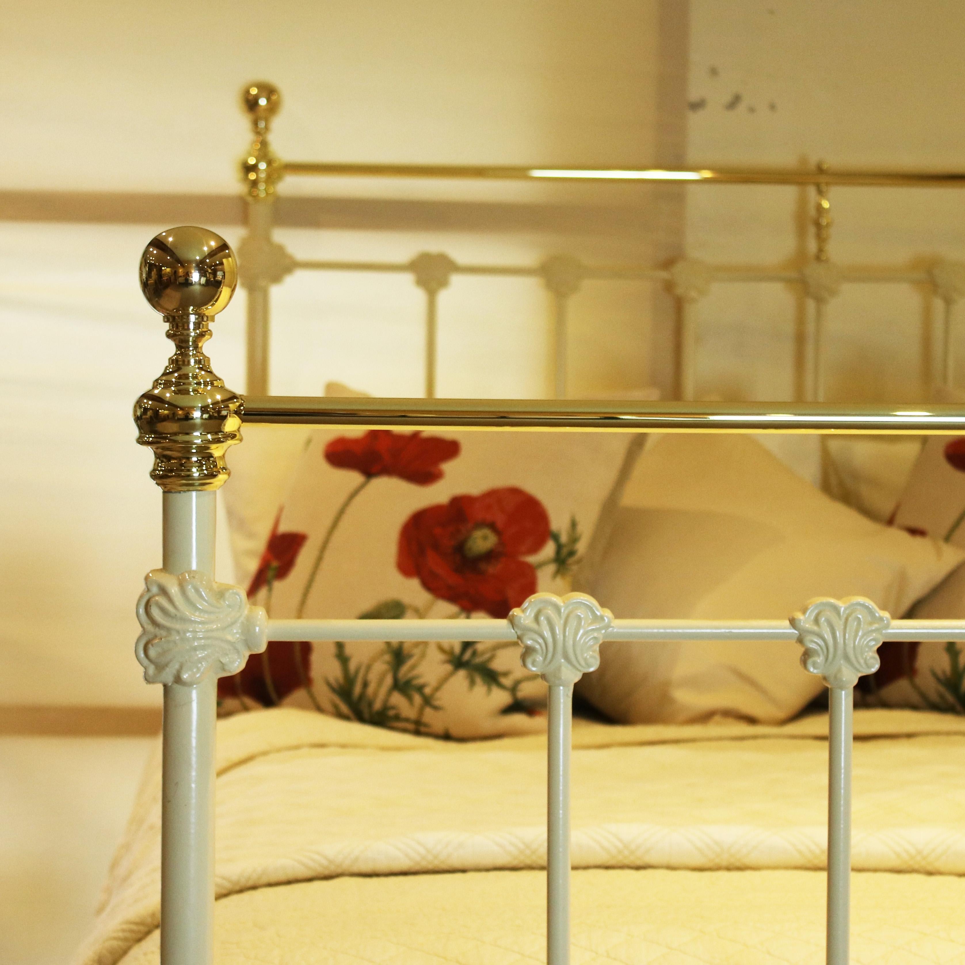 Victorian cast iron and brass bed in cream with superbly cast mouldings and straight top rails. 

The price is for the bed frame alone. The base, mattress, bedding and linen are extra and can be supplied.