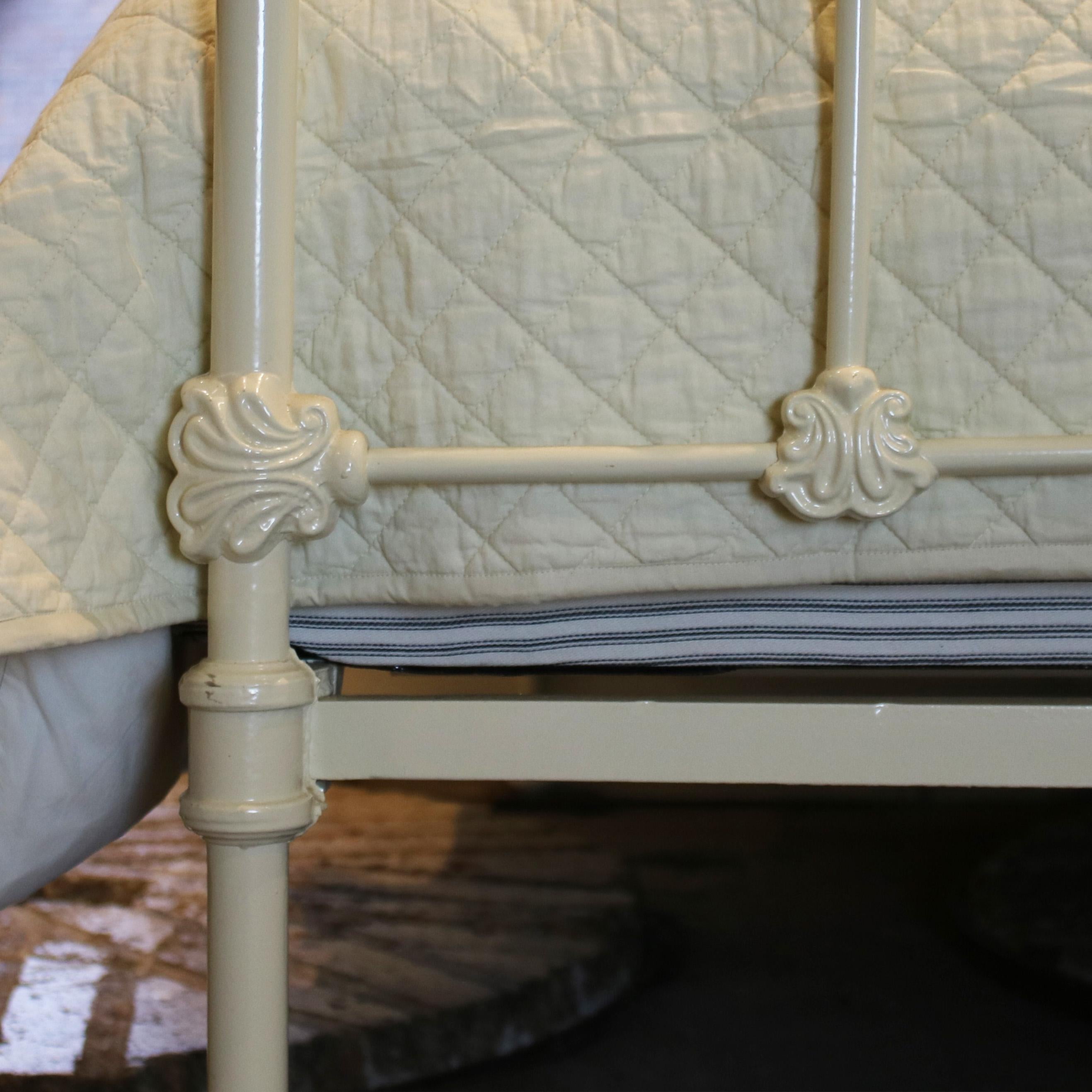 19th Century Victorian Brass and Iron Bed in Cream MK161
