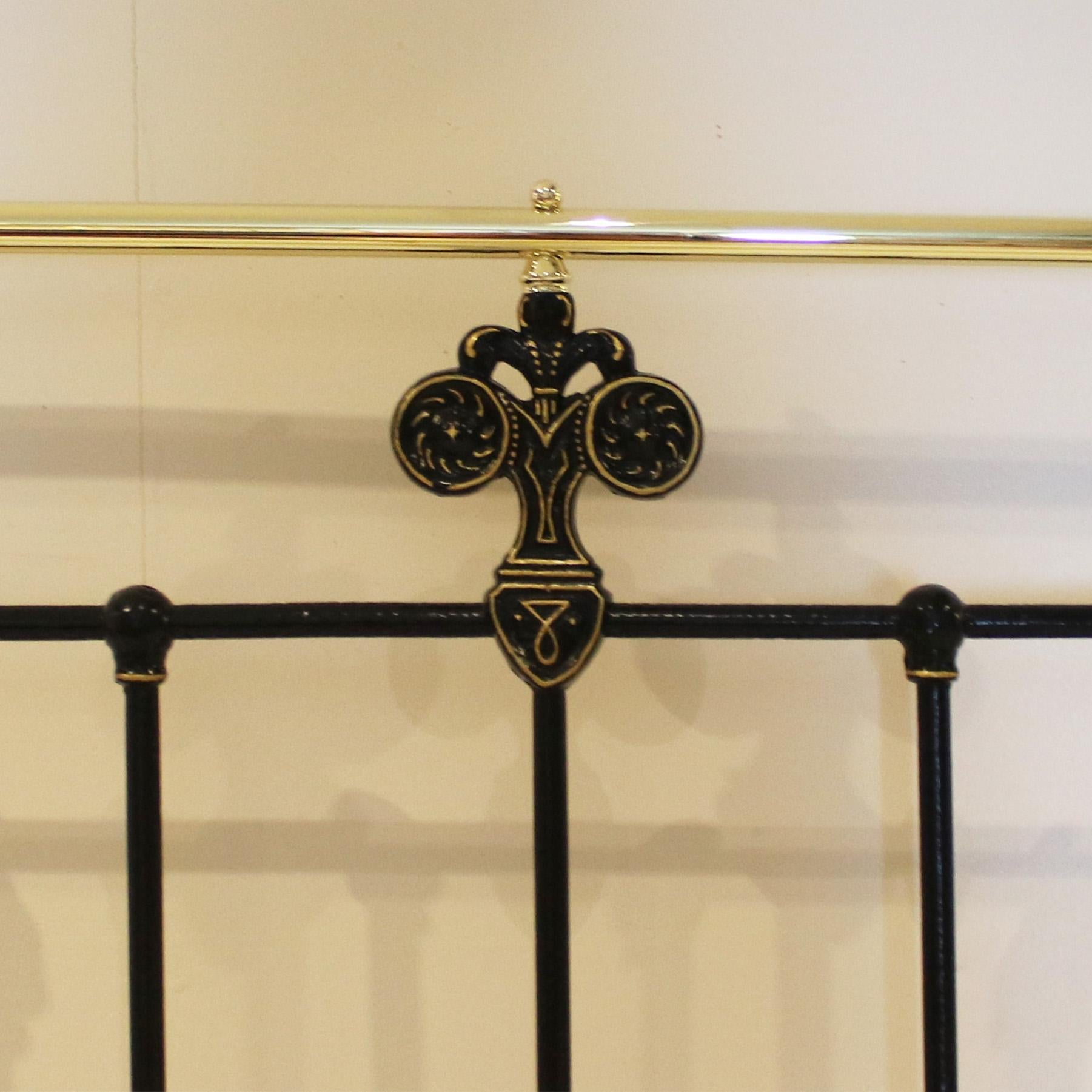 19th Century Victorian Brass and Iron Bed with Gold Lining MK163