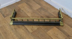 19th Century Victorian Brass and Iron Fender, 38” Long, Square Corners