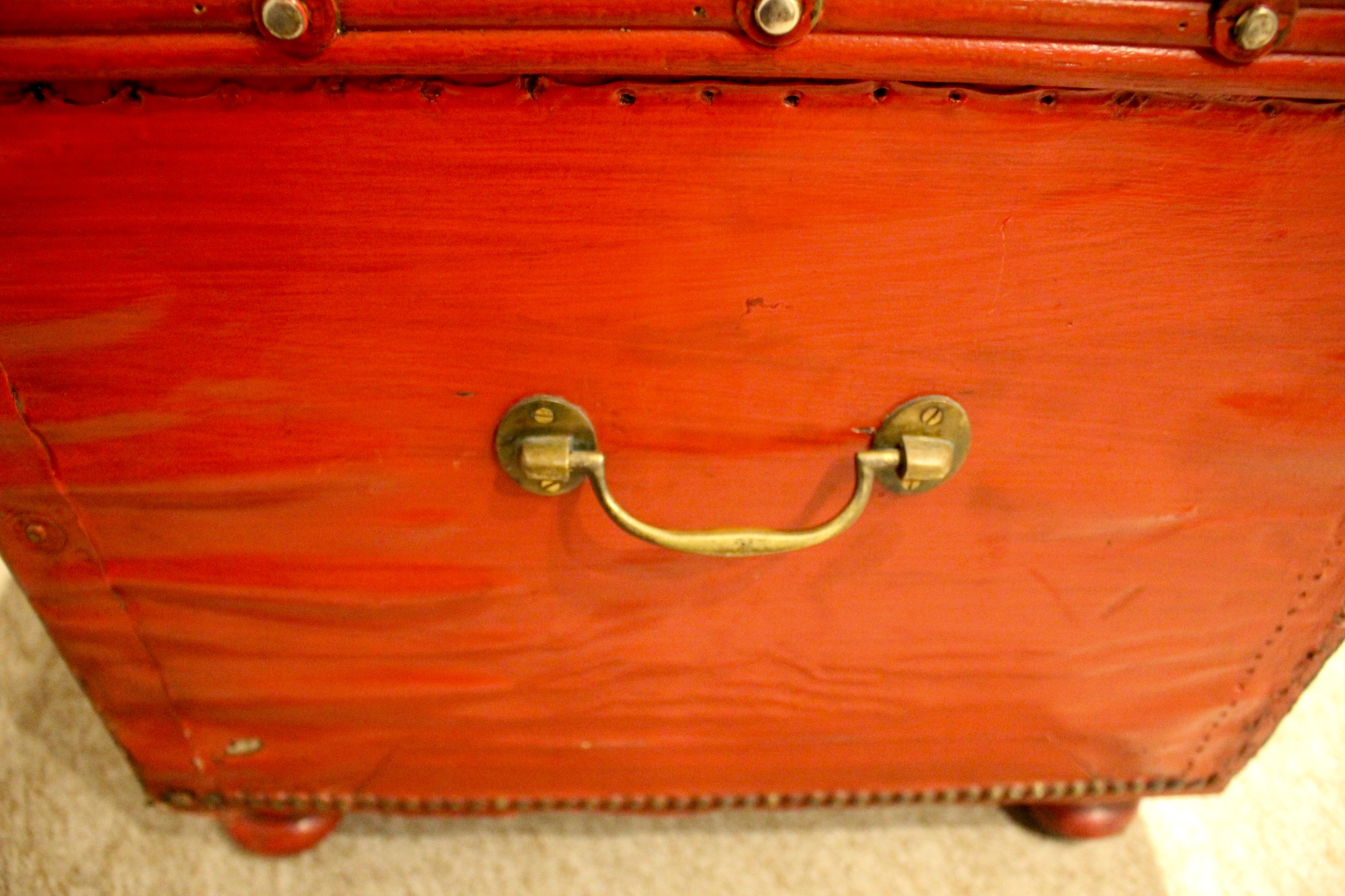 Victorian Brass Bound and Painted Trunk 6