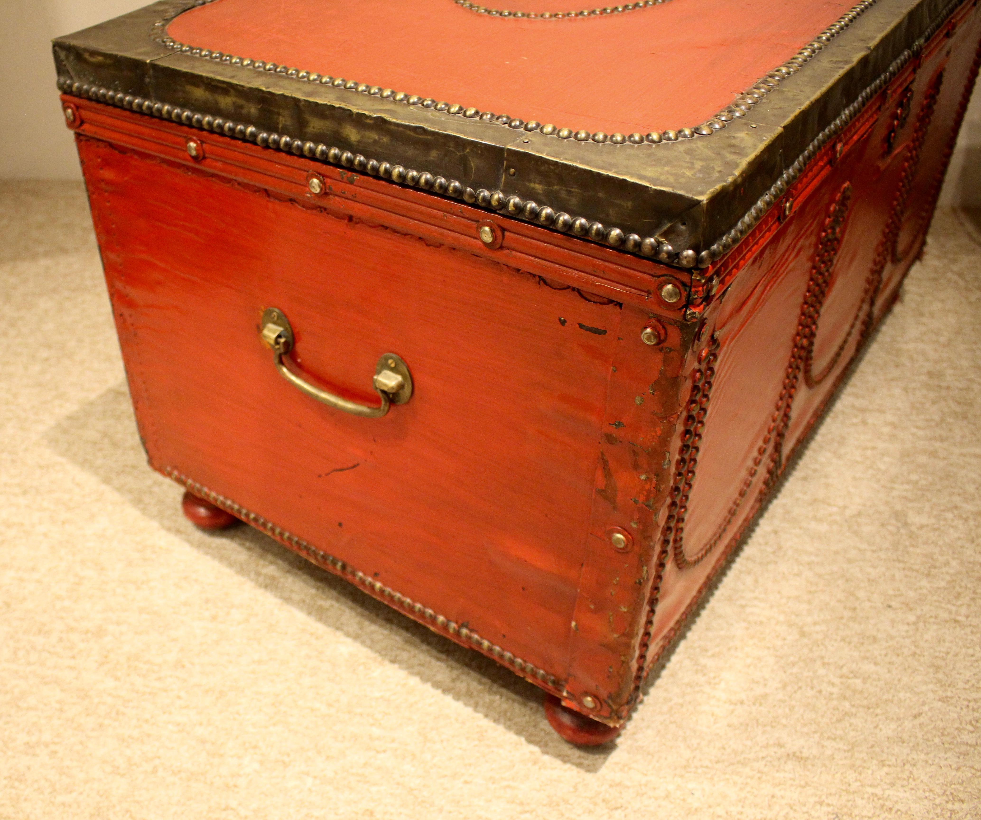 Victorian Brass Bound and Painted Trunk 1