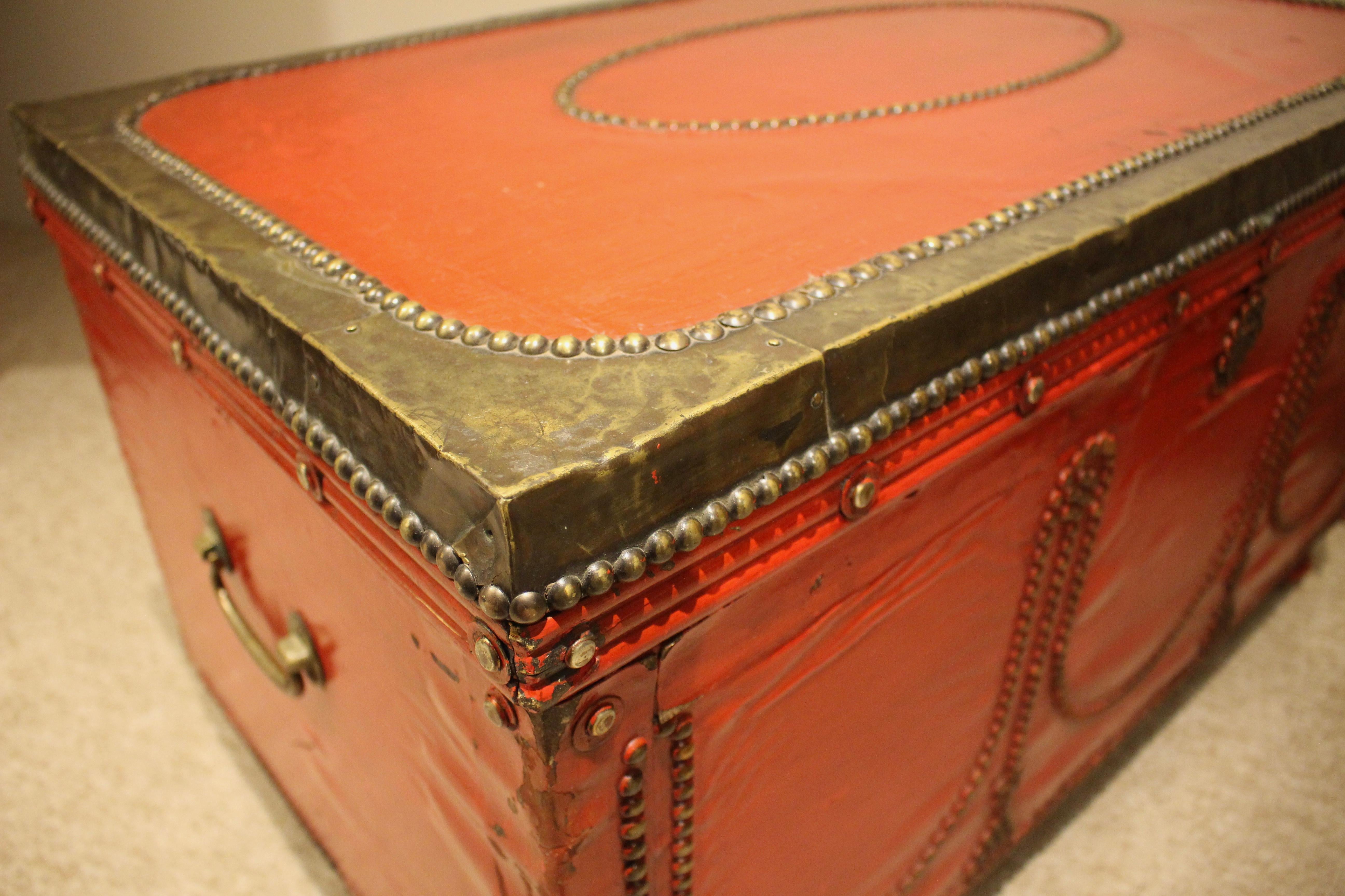 Victorian Brass Bound and Painted Trunk 2