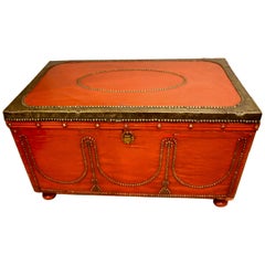 Victorian Brass Bound and Painted Trunk