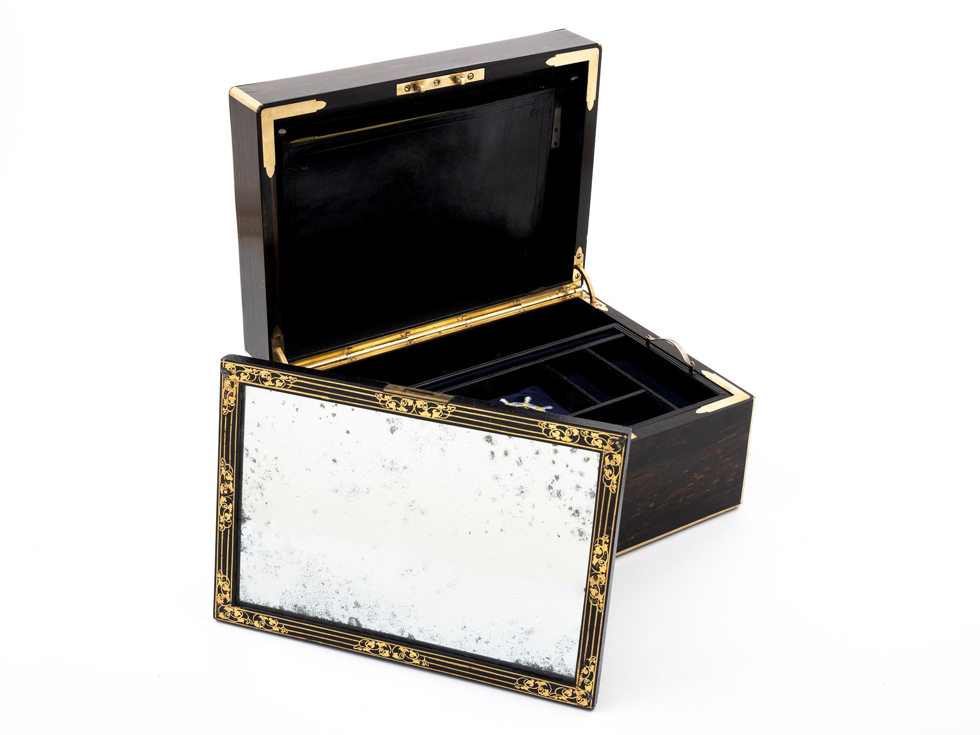 Victorian Brass Bound Jewellery Box in Coromandel 5