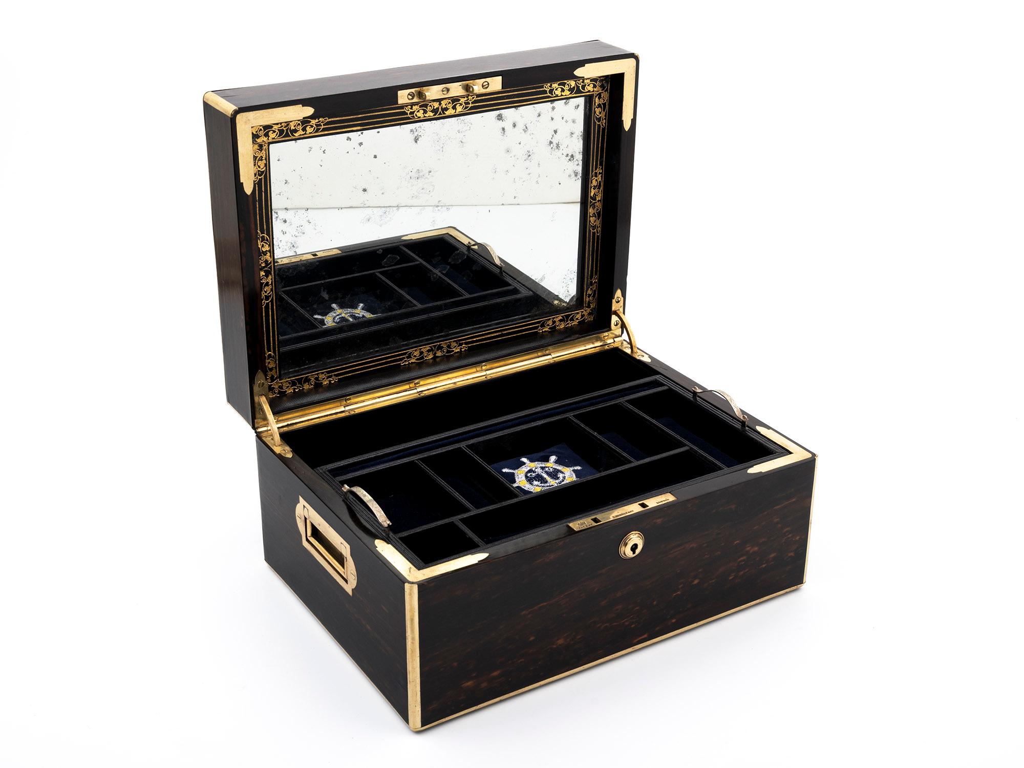 Victorian Brass Bound Jewellery Box in Coromandel 7