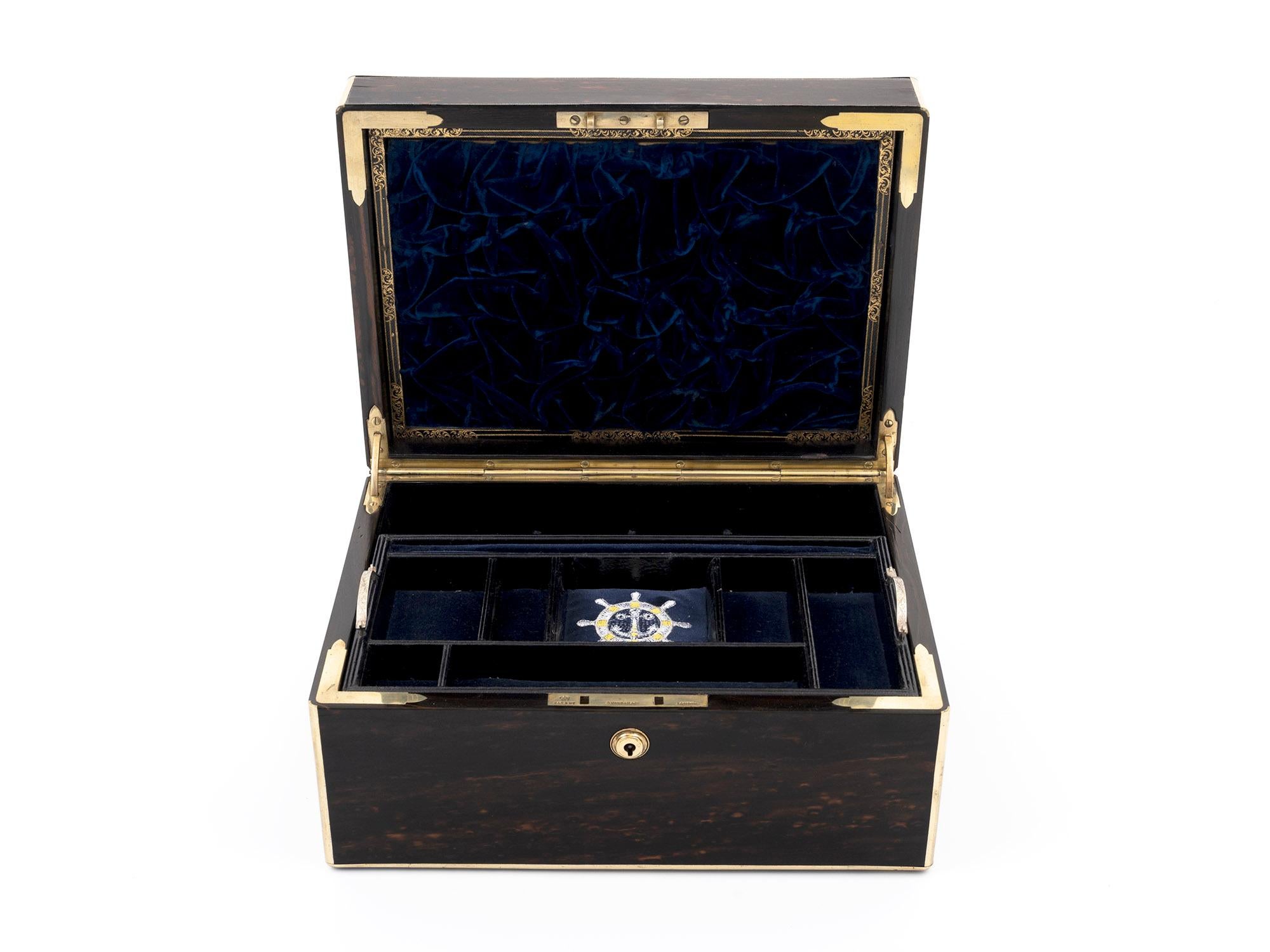 Victorian Brass Bound Jewellery Box in Coromandel 2