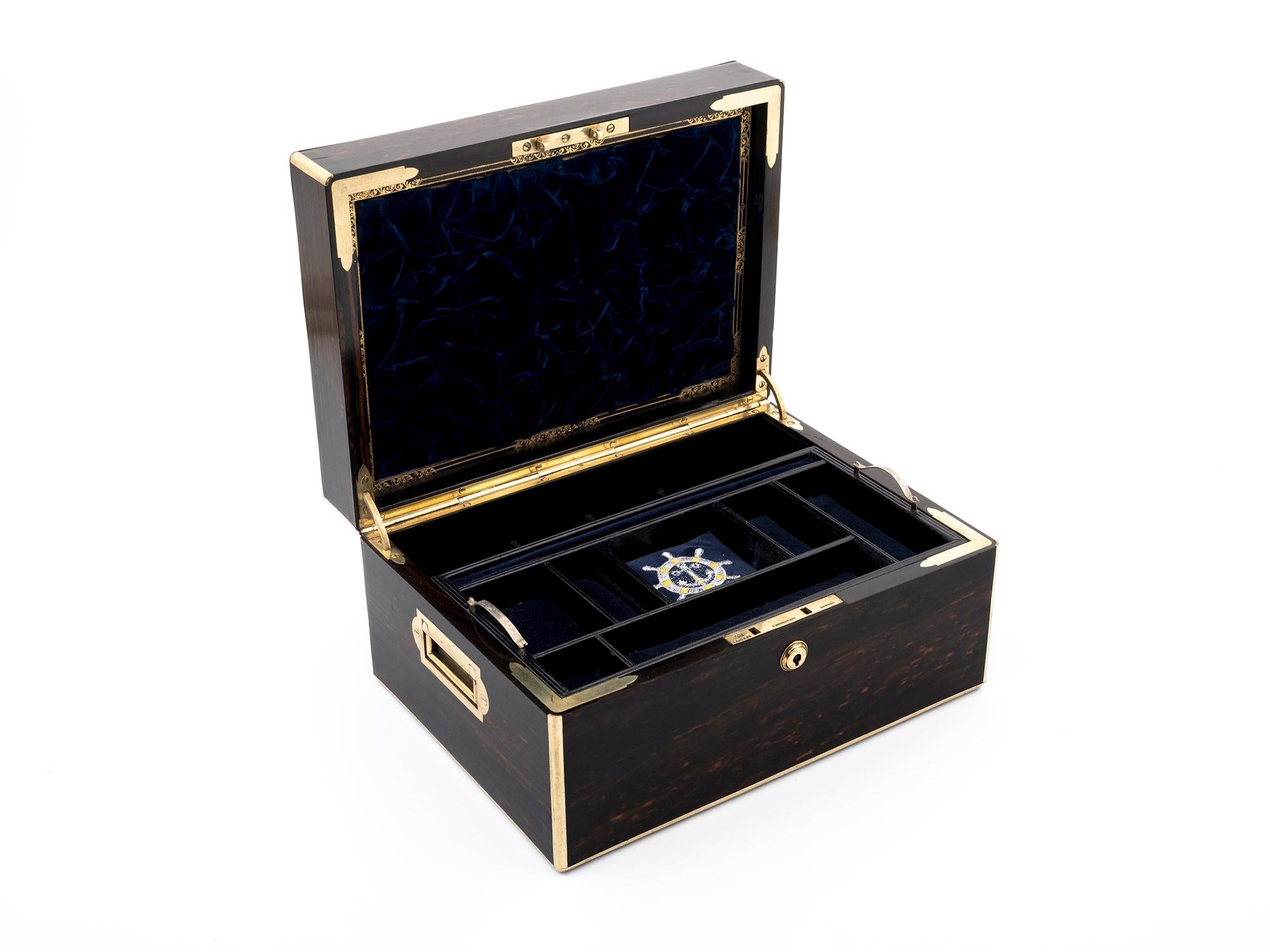 Victorian Brass Bound Jewellery Box in Coromandel 4