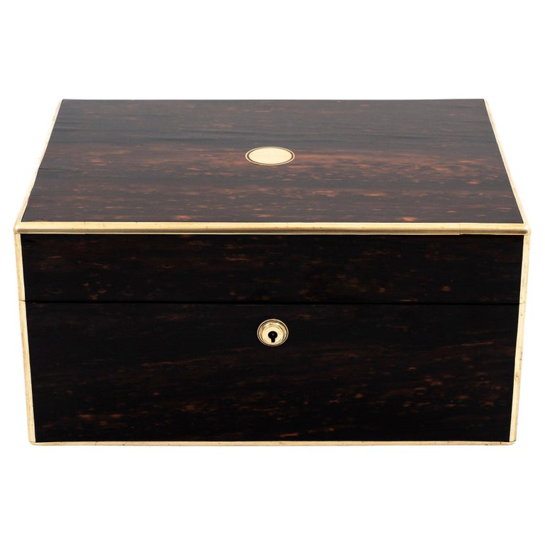 Victorian Brass Bound Jewellery Box in Coromandel For Sale at 1stDibs