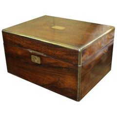 Victorian Brass Bound Rosewood Ladies Vanity Box