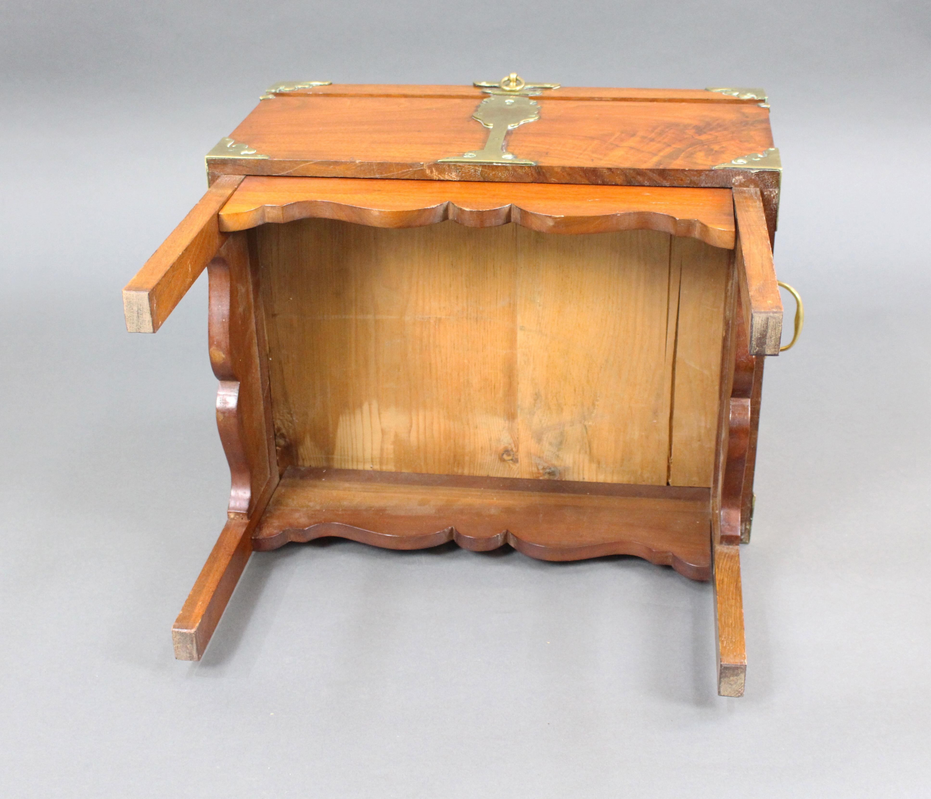 Victorian Brass Bound Walnut Travelling Chest on Folding Legs 6
