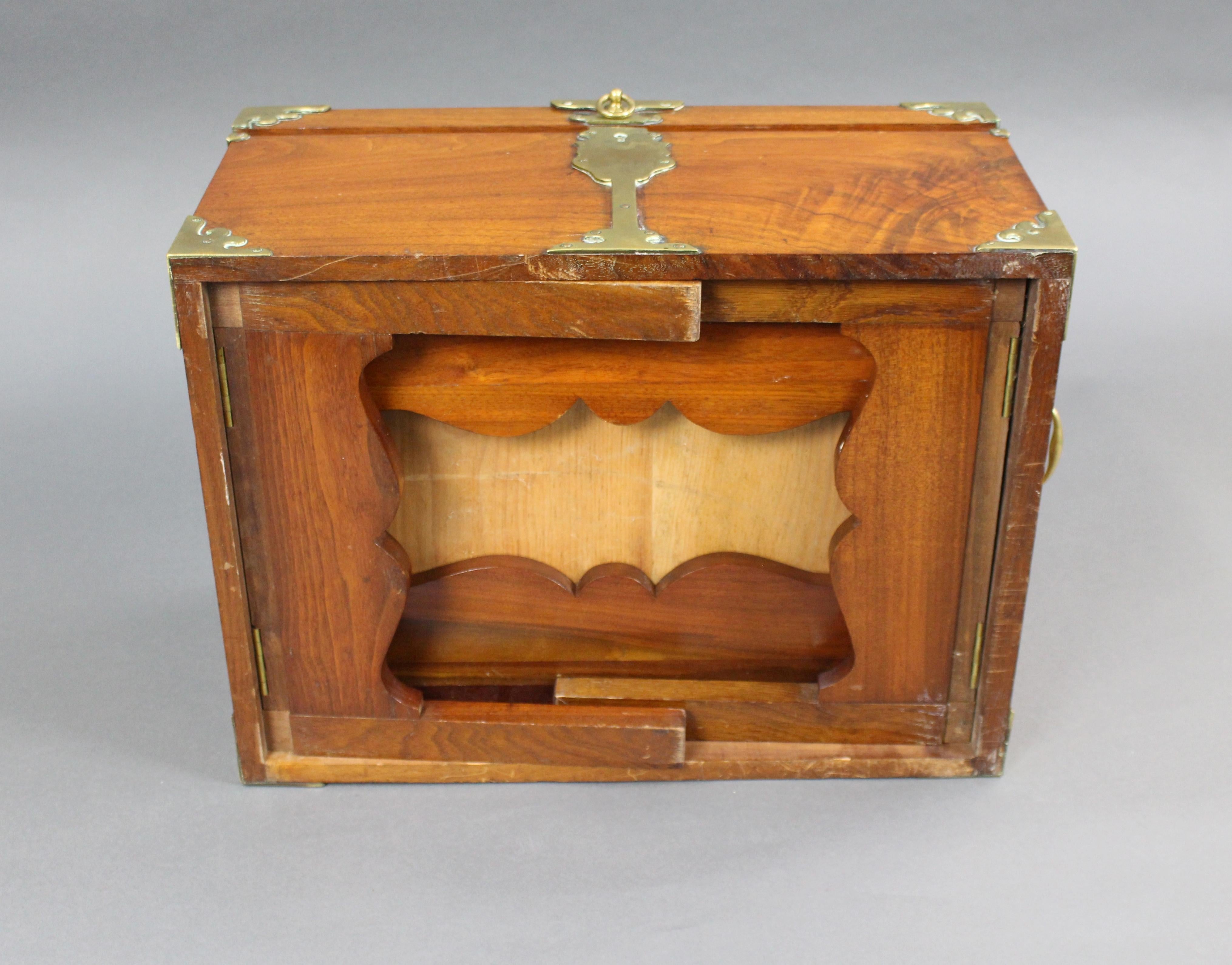 Victorian Brass Bound Walnut Travelling Chest on Folding Legs 7