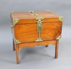 Victorian Brass Bound Walnut Travelling Chest on Folding Legs