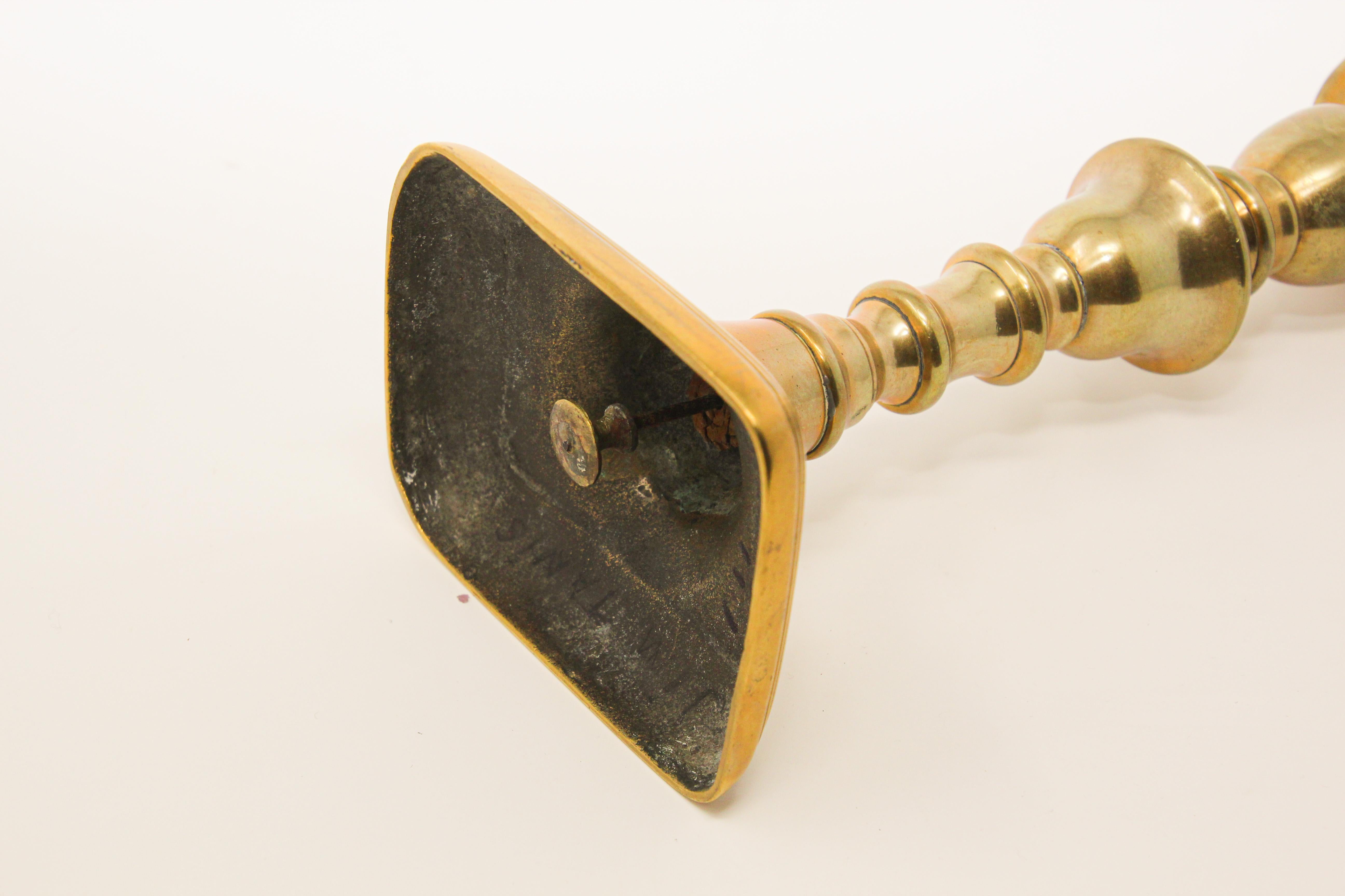 Hand-Crafted Victorian Brass Candlestick For Sale