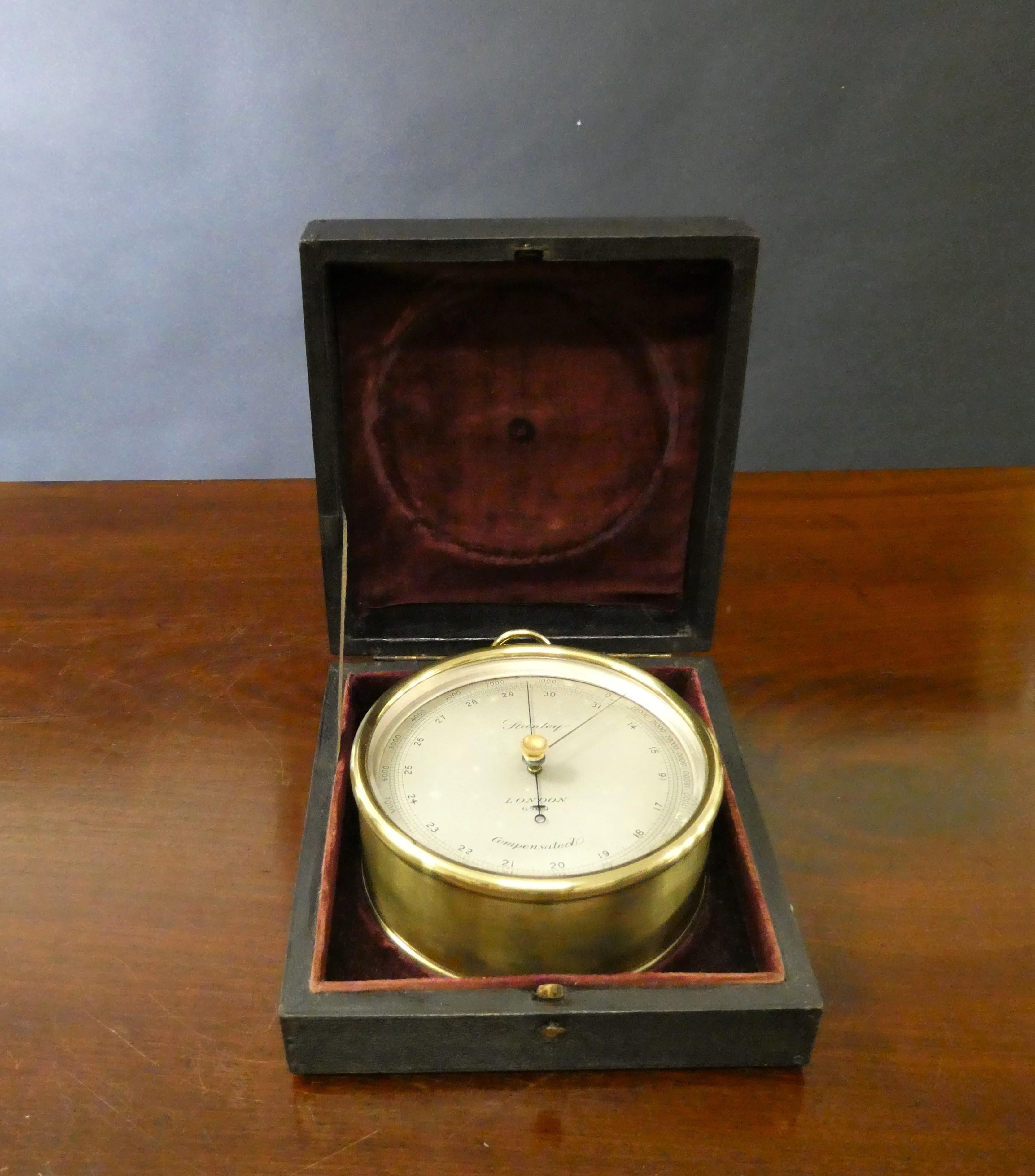 Victorian Brass Cased Aneroid Barometer by Stanley, London For Sale 3