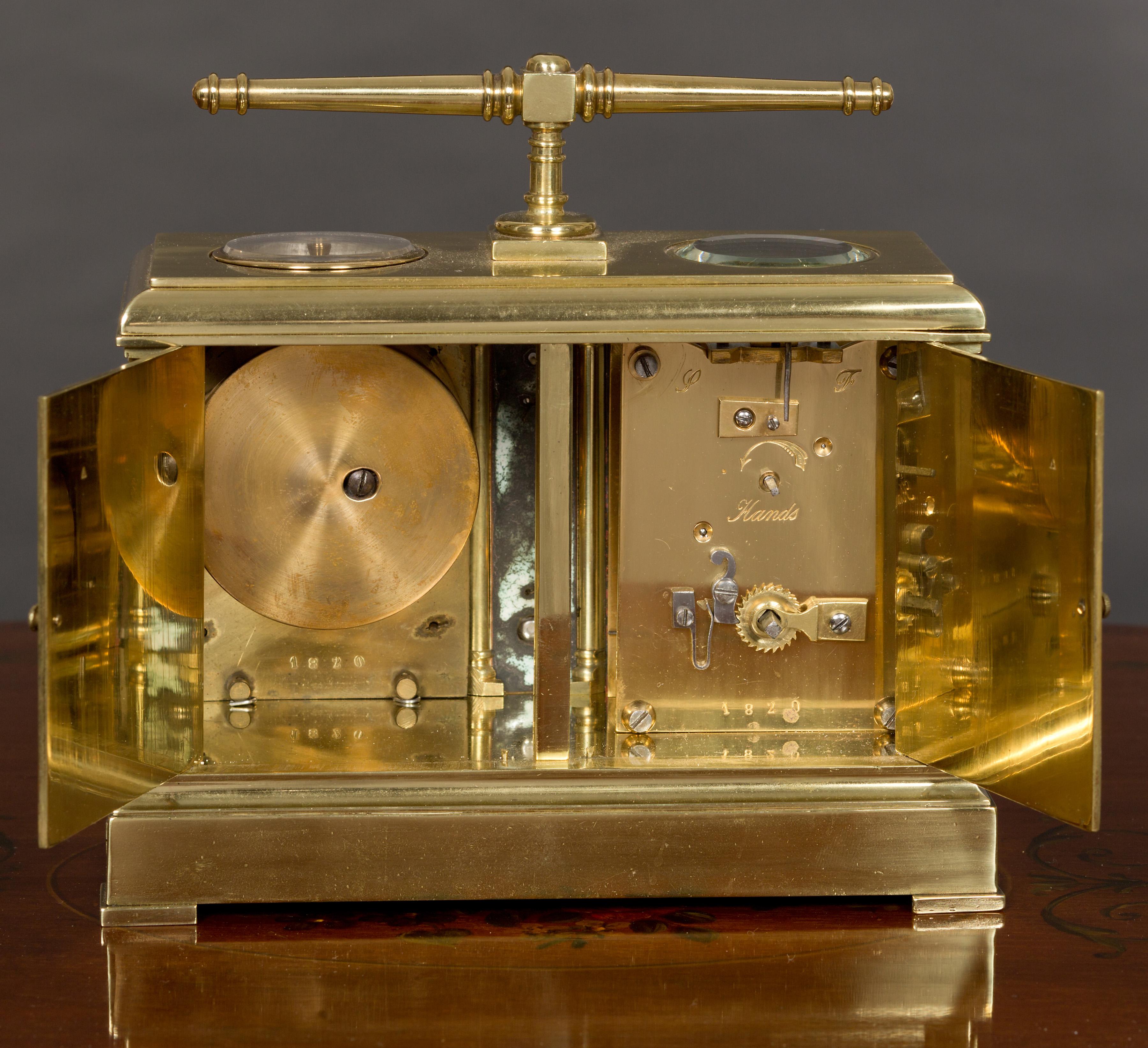 Viktorianische Messinguhr und Barometer-Set mit Thermometer (Französisch) im Angebot