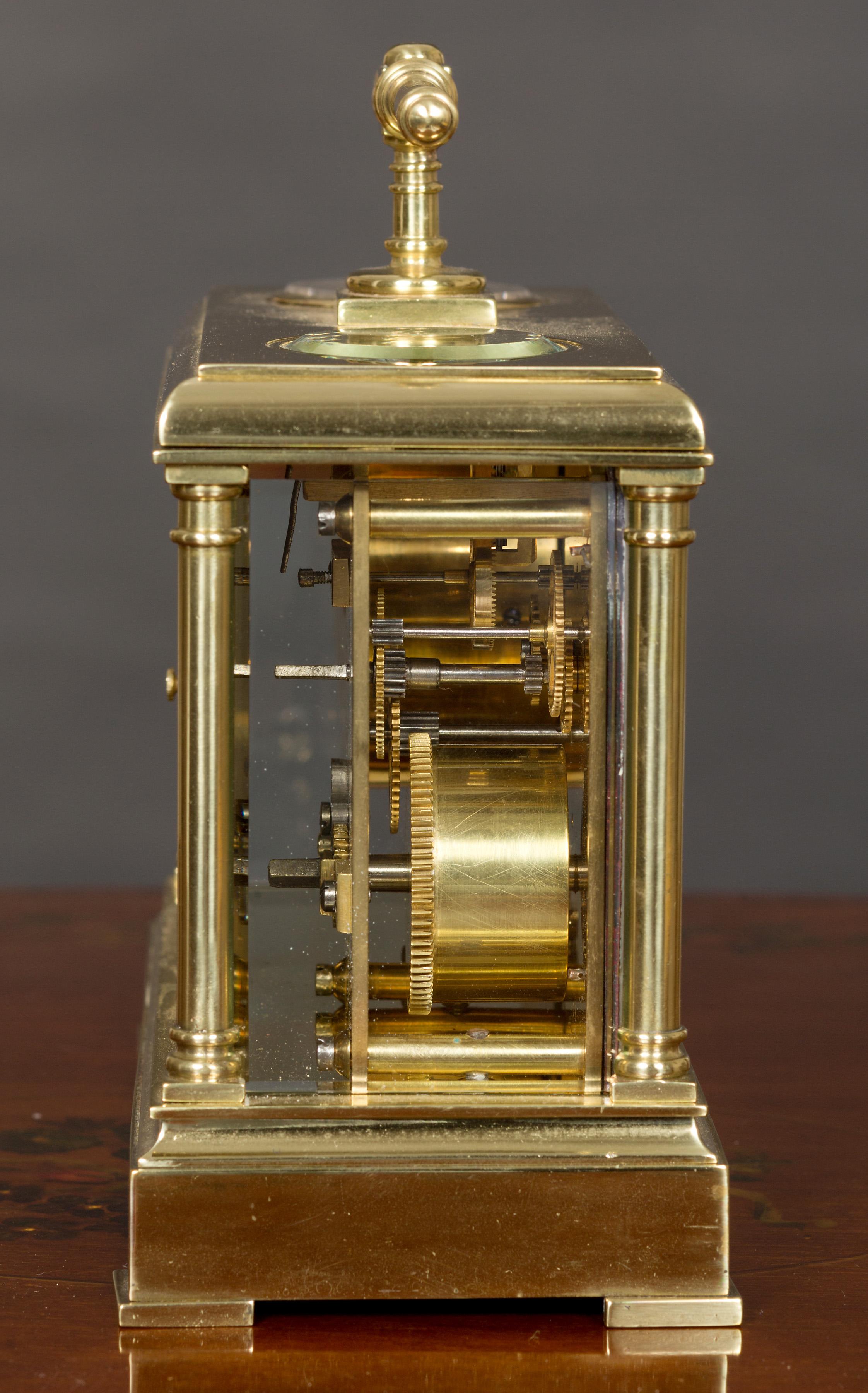 Français Ensemble horloge et baromètre en laiton victorien avec thermomètre en vente