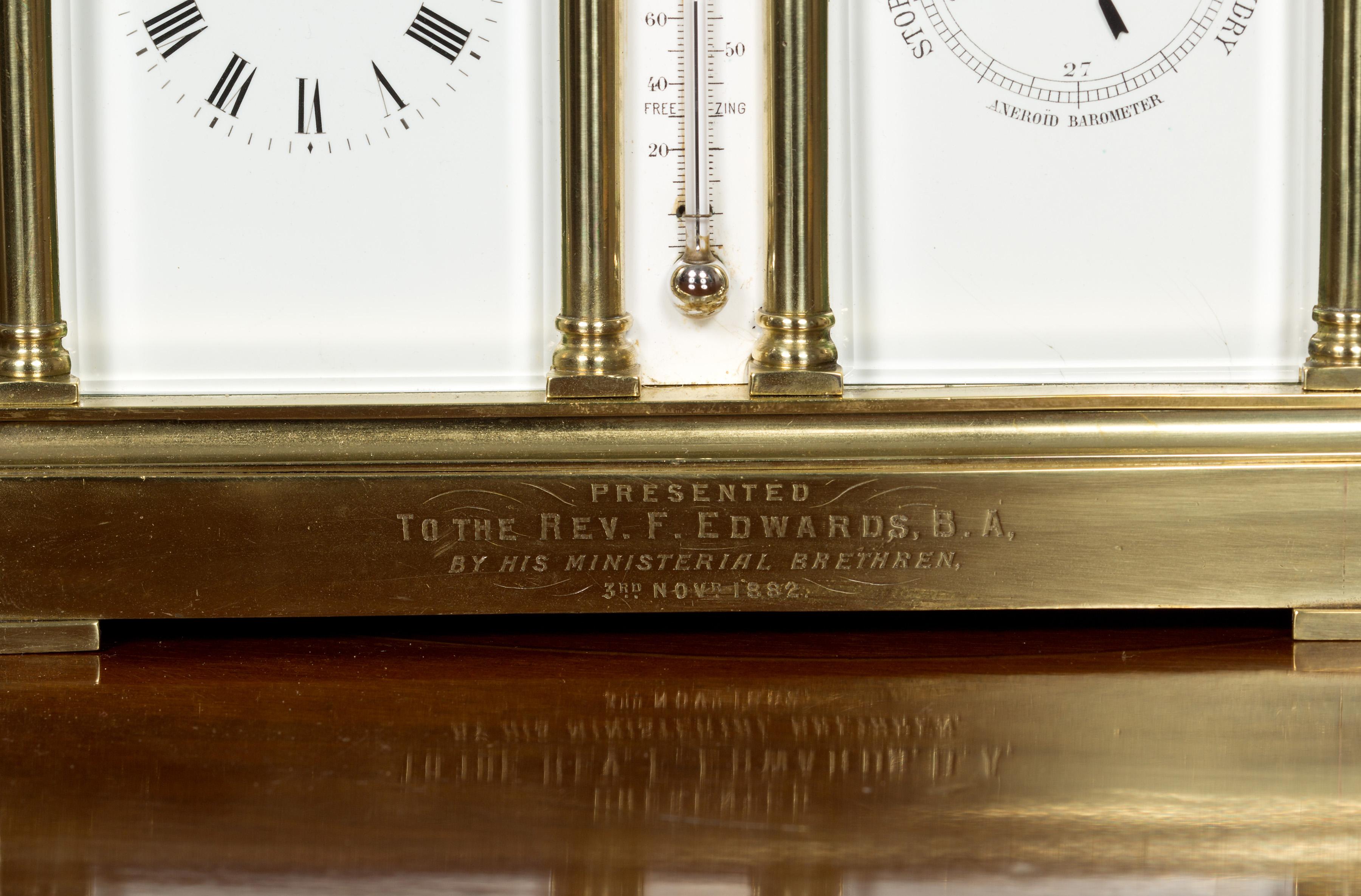 Ensemble horloge et baromètre en laiton victorien avec thermomètre Bon état - En vente à Norwich, GB