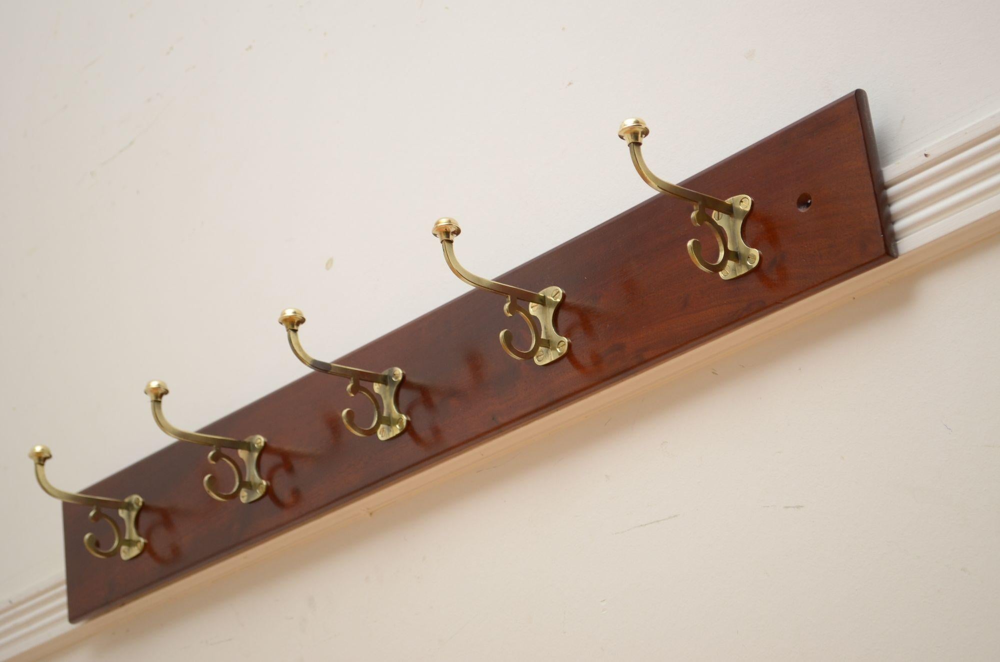 Victorian Brass Coat Hooks Rack In Good Condition For Sale In Whaley Bridge, GB