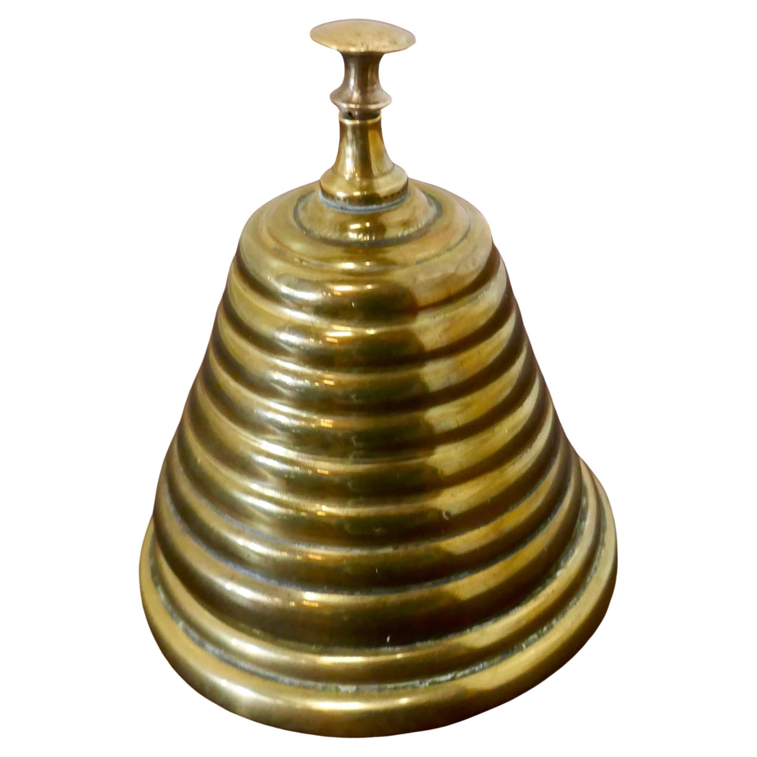Victorian Brass Courtesy Counter Top Bell, Beehive Brass Bell For Sale