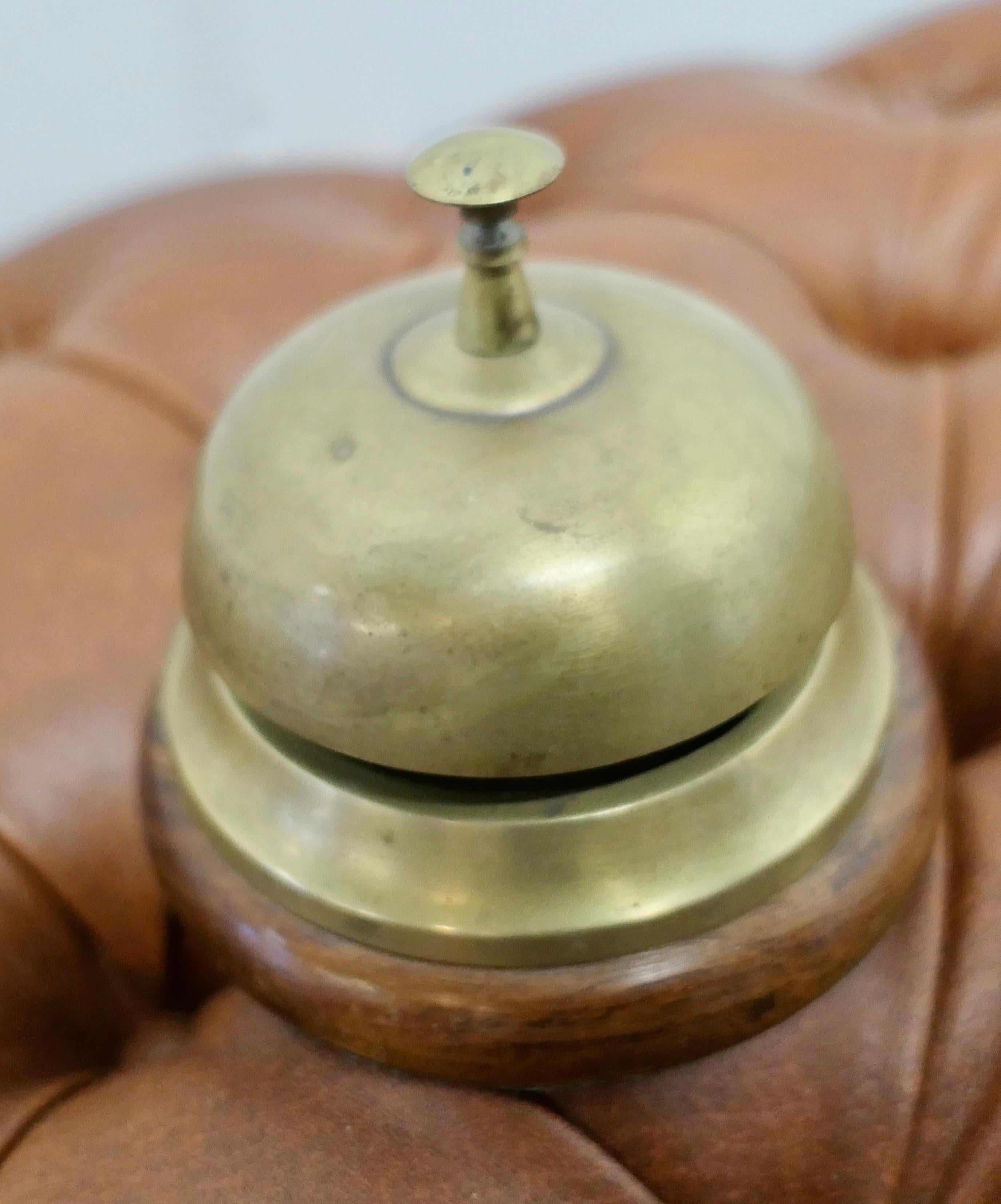 Arts and Crafts Victorian Brass Courtesy Counter Top Bell, Reception Desk Bell