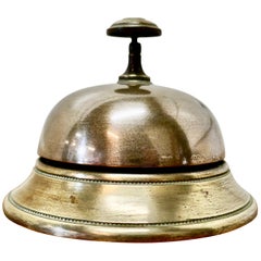 Antique Victorian Brass Courtesy Counter Top Bell, Reception Desk Bell