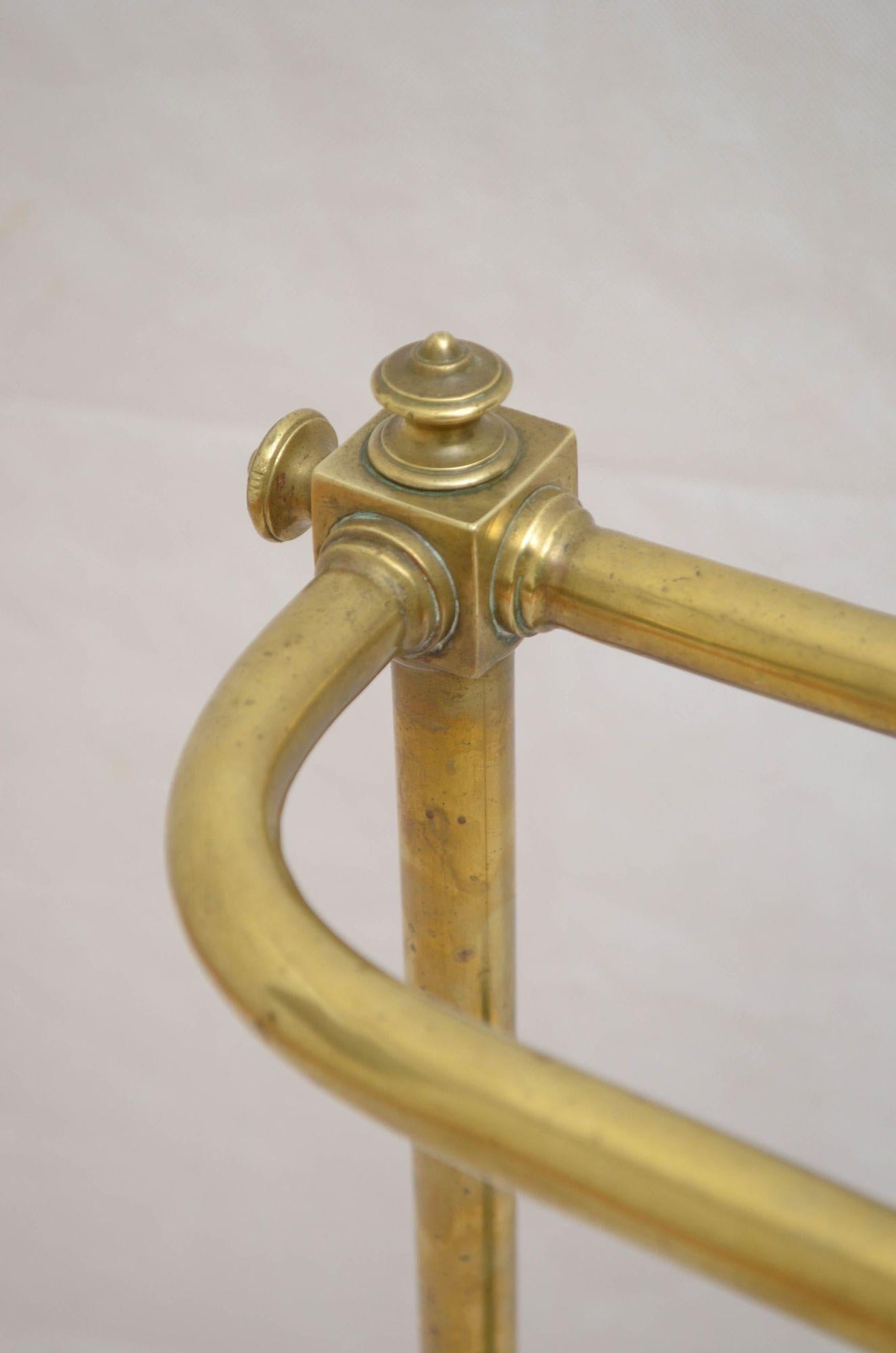 English Victorian Brass D Shaped Walking stick Stand Umbrella Stand For Sale
