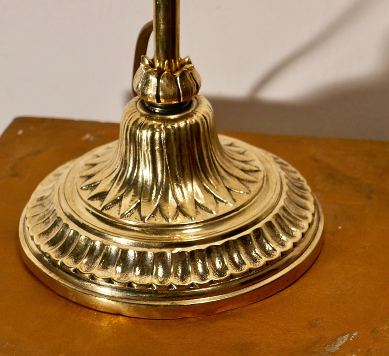 Victorian Brass Desk Lamp with Opaline Glass Shade at 1stDibs
