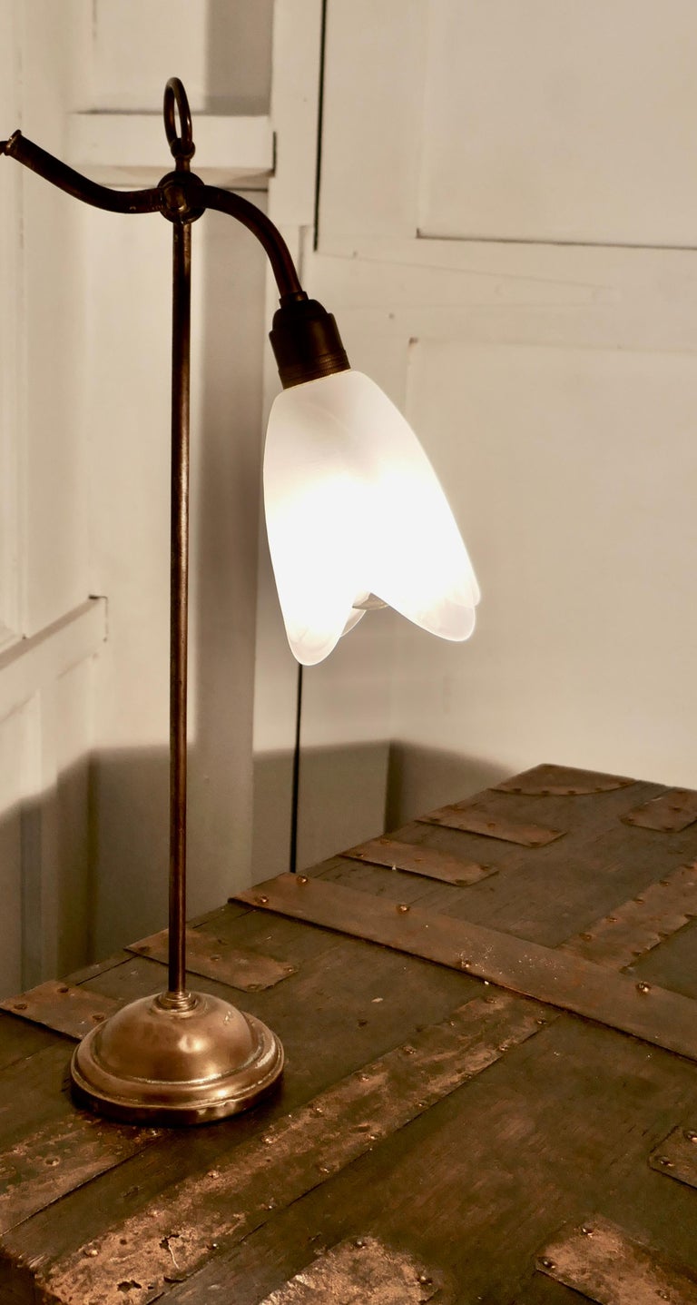 Victorian Brass Desk Lamp with Opaline Glass Shade at 1stDibs