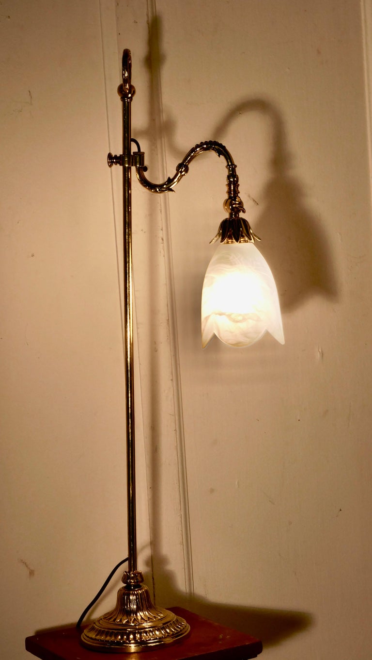 Victorian Brass Desk Lamp with Opaline Glass Shade at 1stDibs