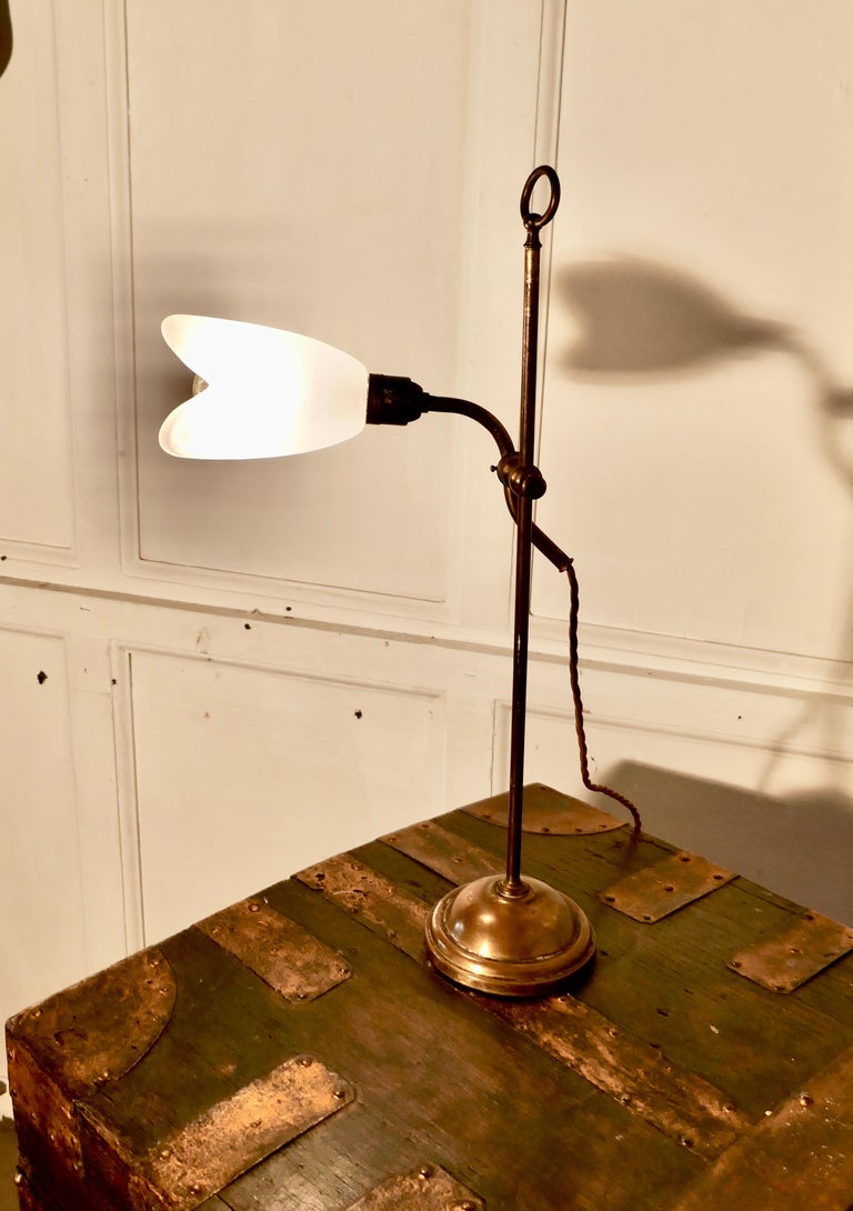 Victorian Brass Desk Lamp with Opaline Glass Shade at 1stDibs