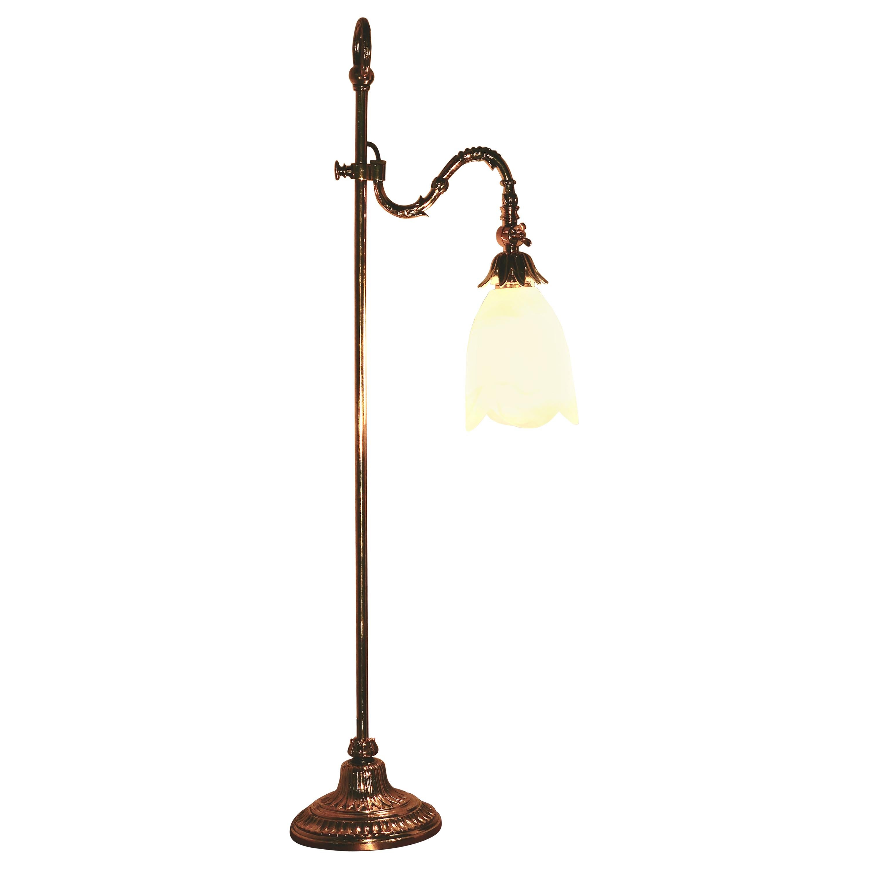 Victorian Brass Desk Lamp with Opaline Glass Shade at 1stDibs central