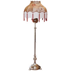 Antique Victorian Brass Extendable Standard Oil Lamp