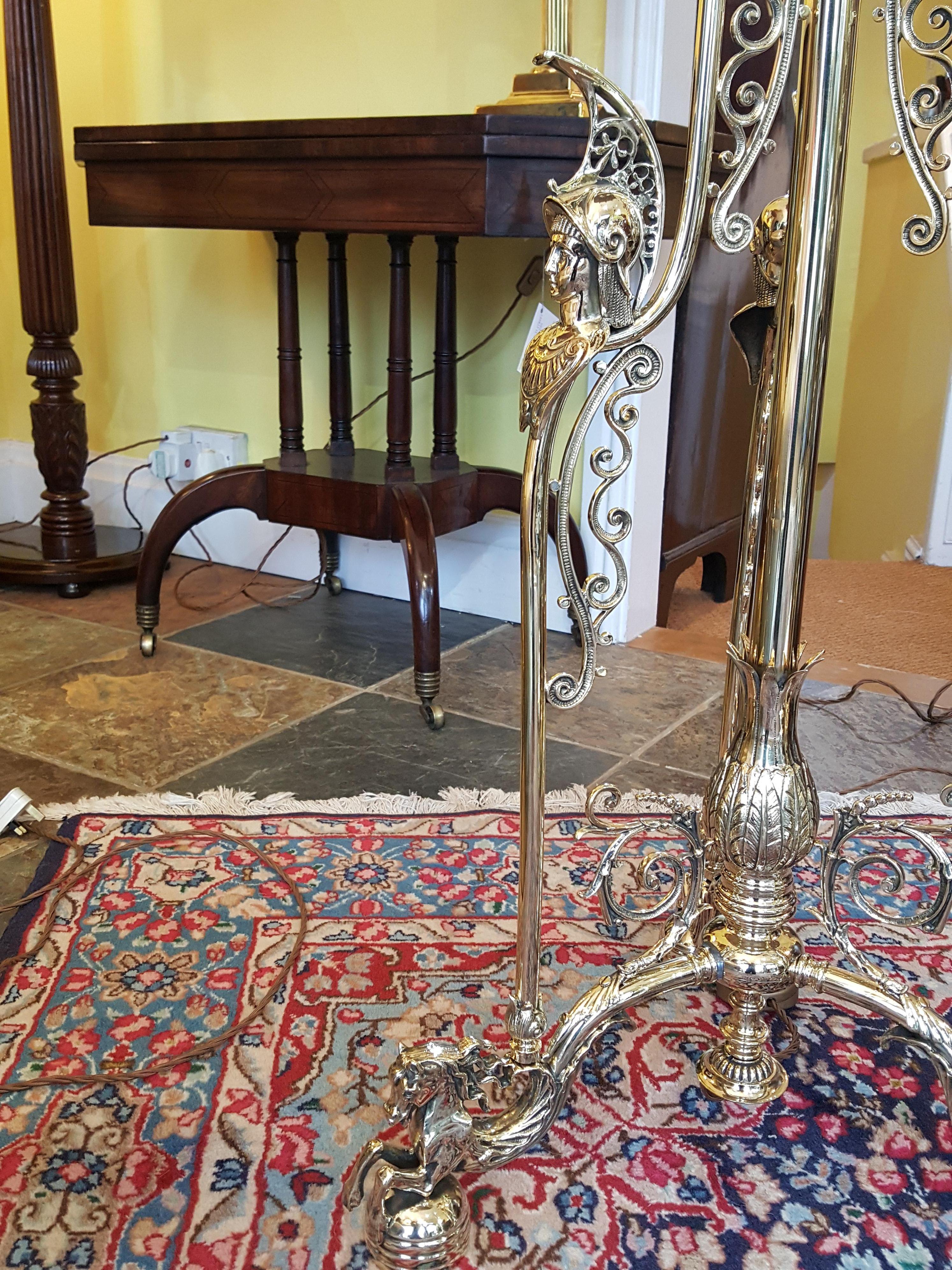 High Victorian Victorian Brass Extending Standard Lamp For Sale