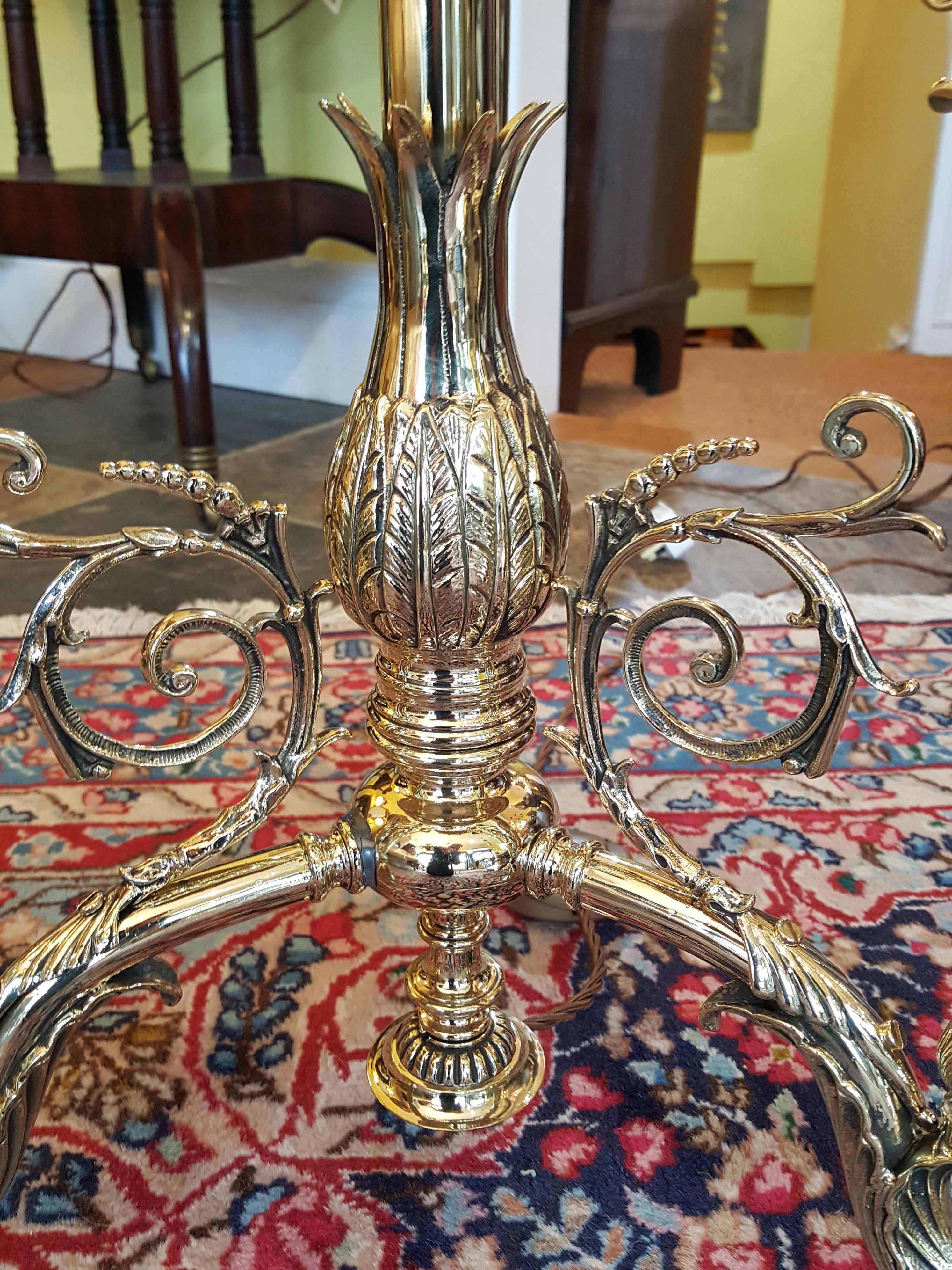 English Victorian Brass Extending Standard Lamp For Sale