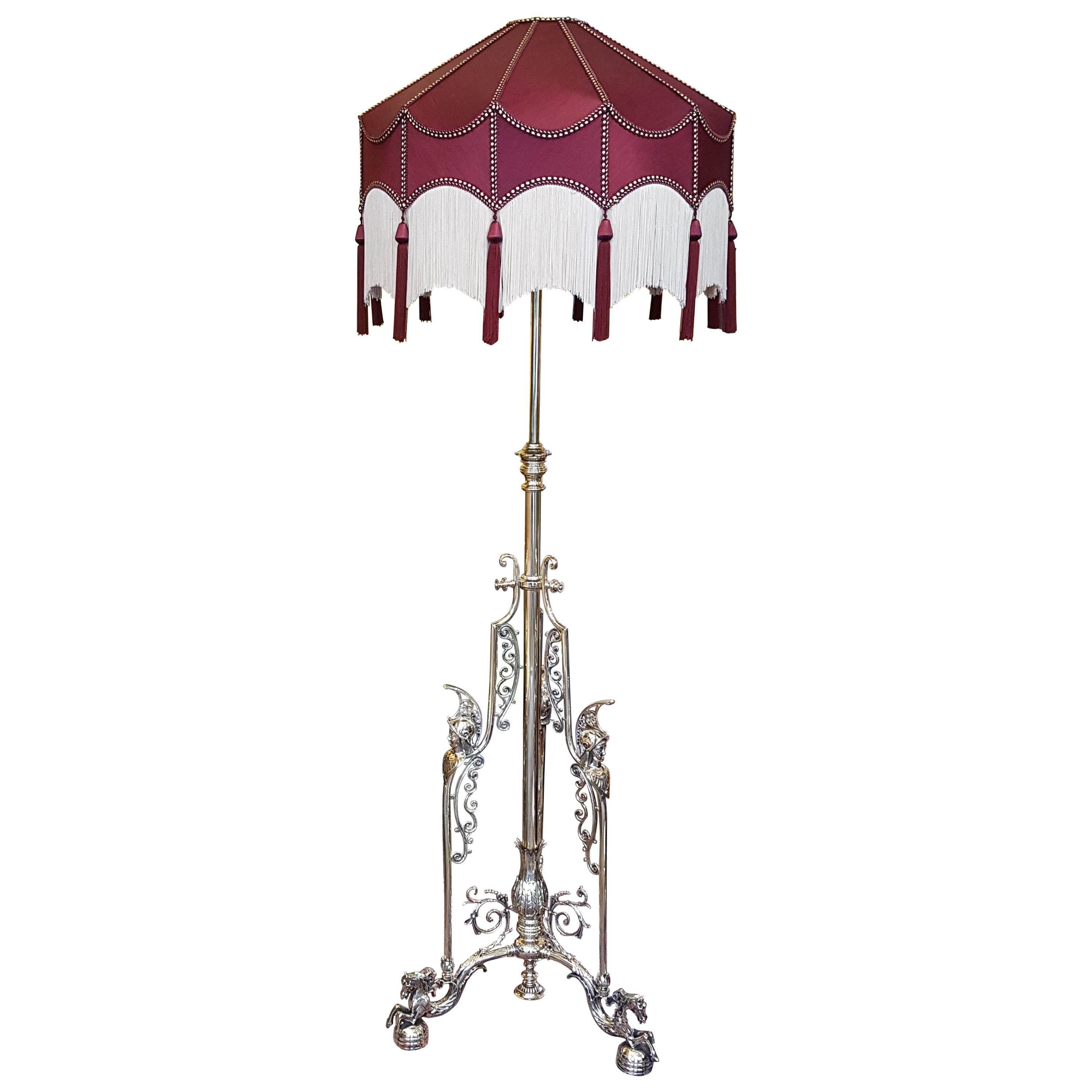 Victorian Brass Extending Standard Lamp For Sale
