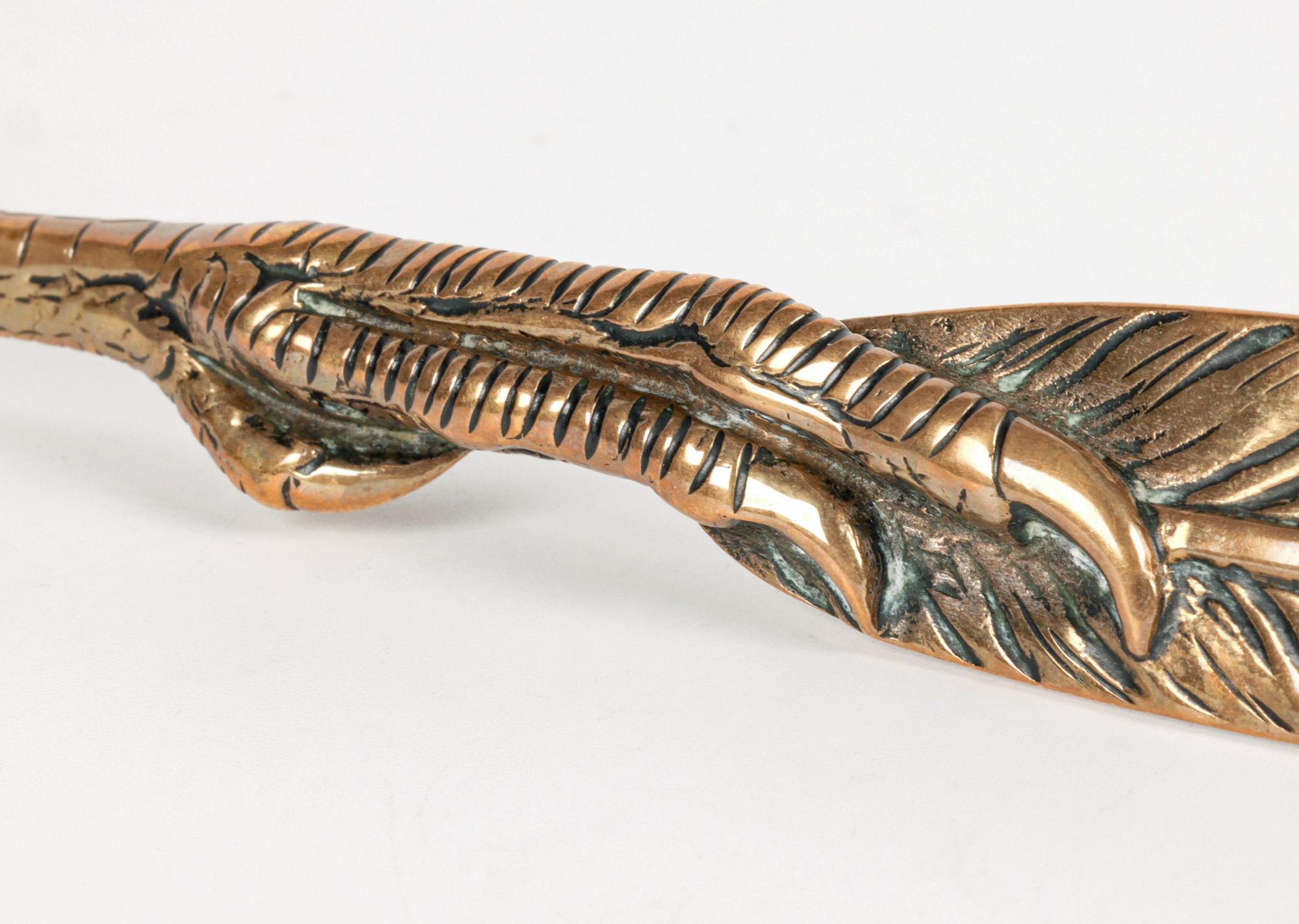 Victorian Brass Feather & Bird Claw Letter Opener & Desk Seal 7