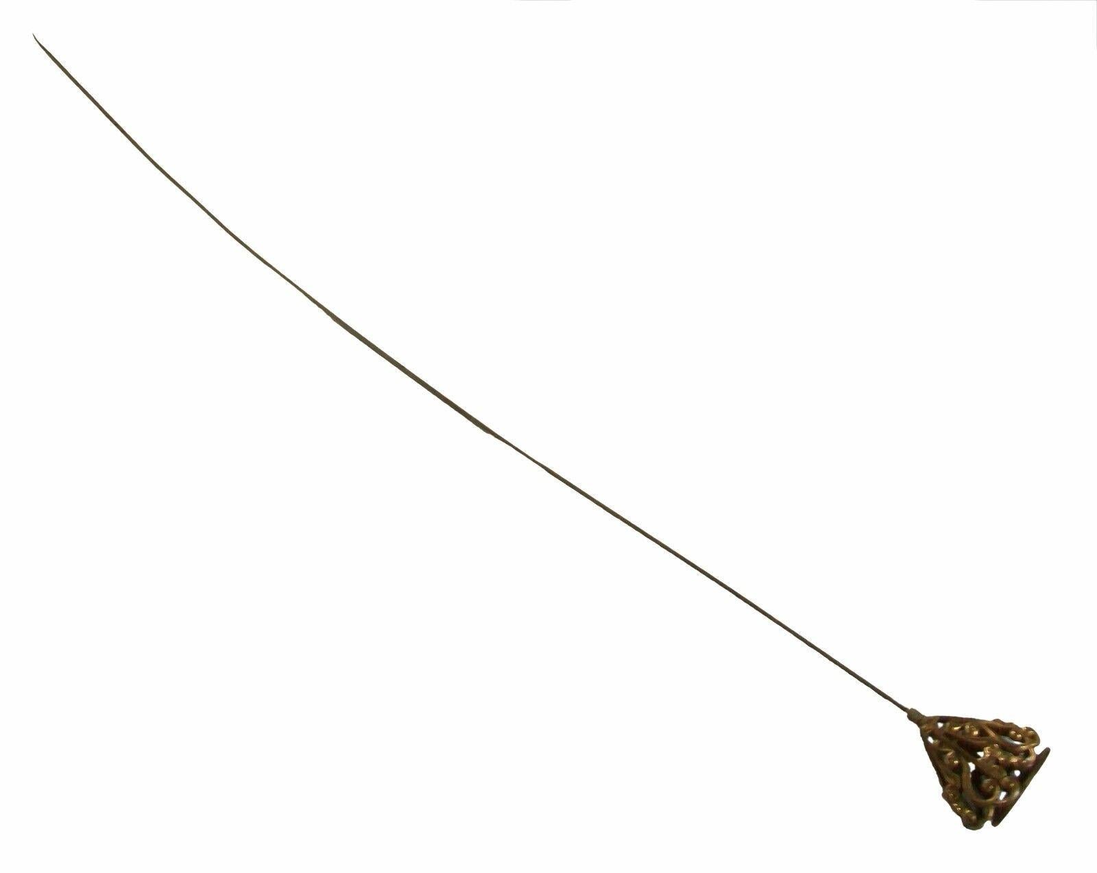 Victorian Brass Filigree Monogrammed Hat Pin - 'DGV' - U.K. - Late 19th Century For Sale 1