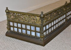 Victorian Brass Fireplace Fender with Opalescent Jewels