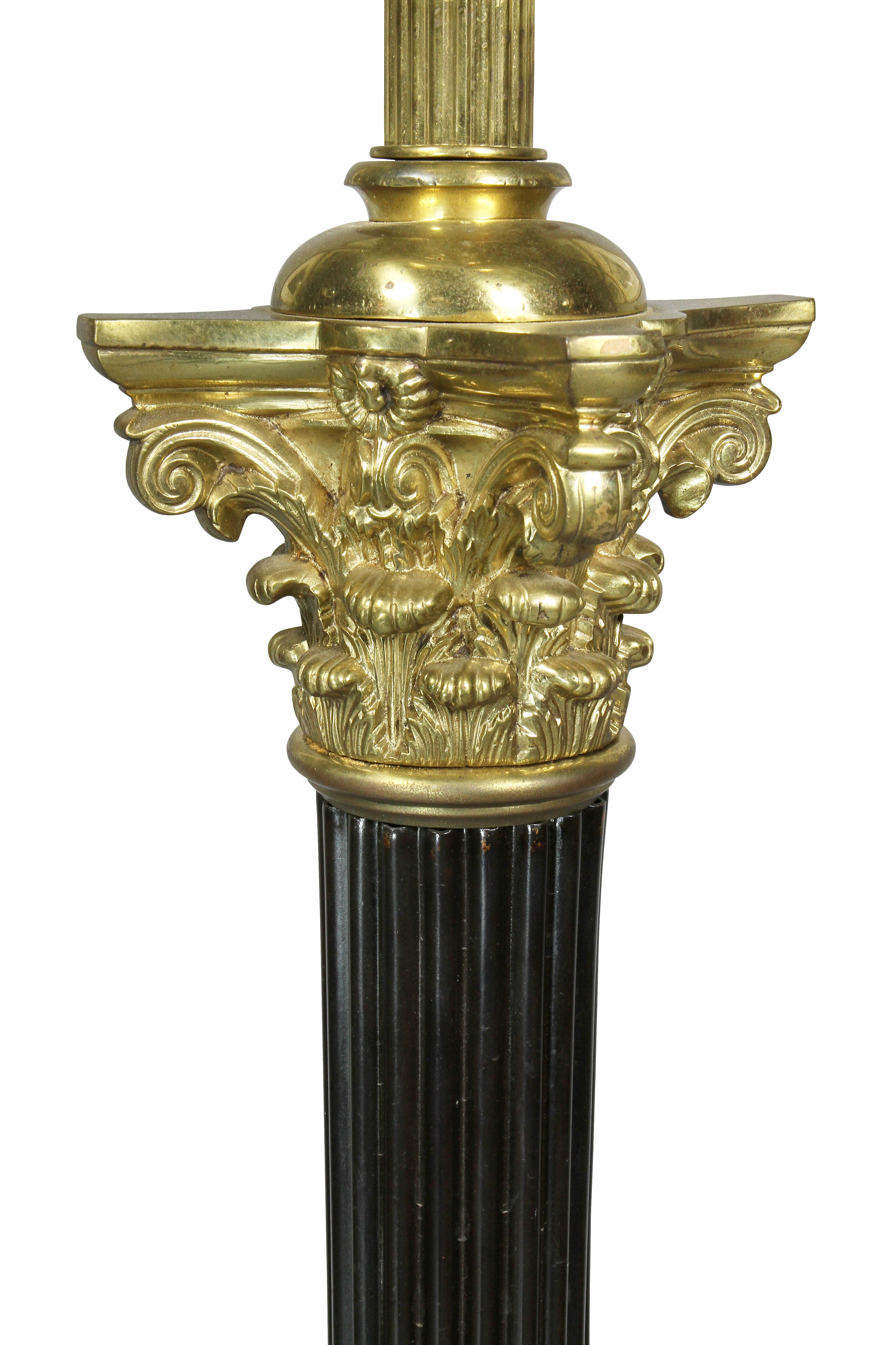 English Victorian Brass Floor Lamp For Sale
