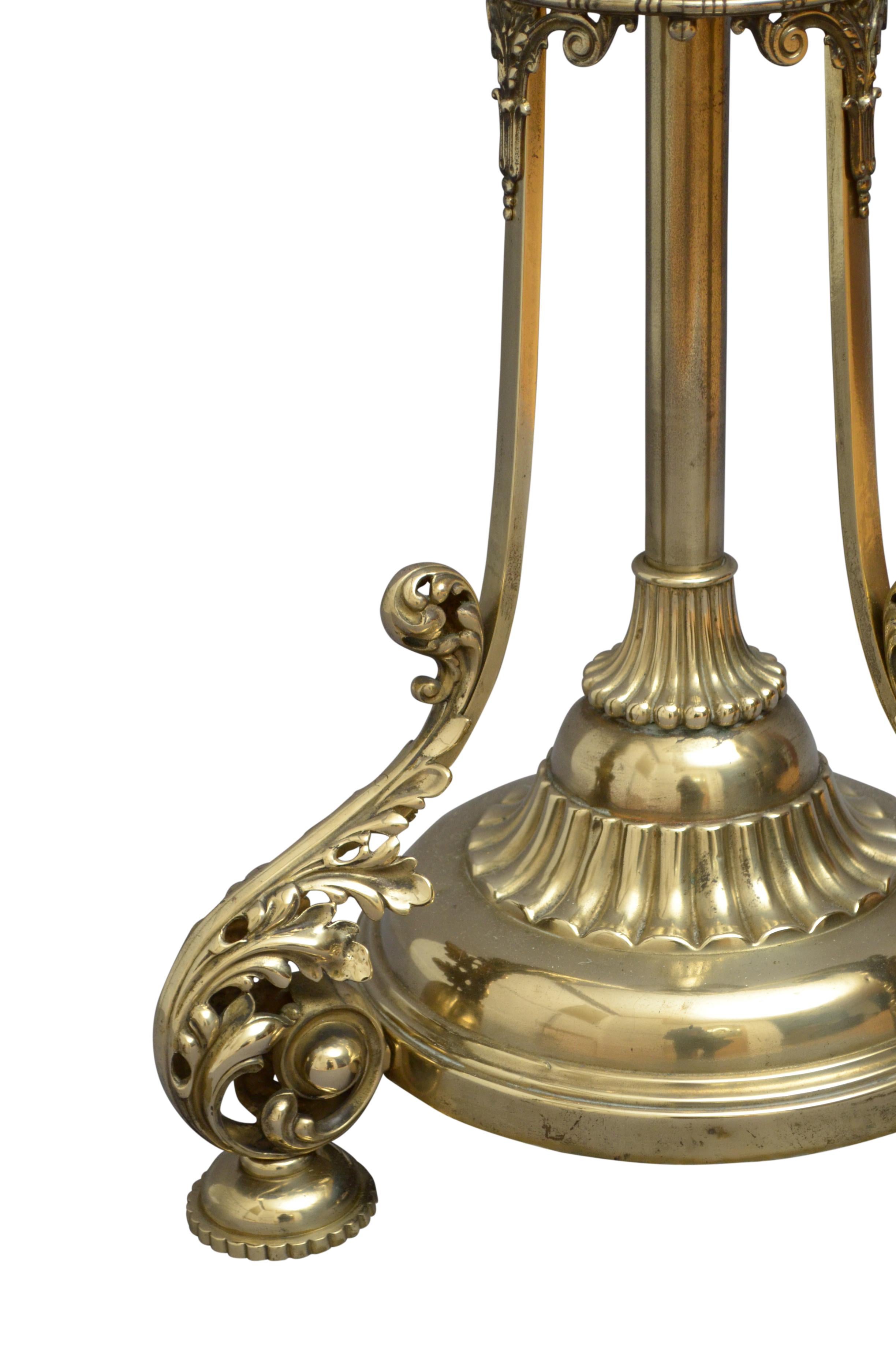 Victorian Brass Floor Standard Lamp by R. W. Winfield, Birmingham 5