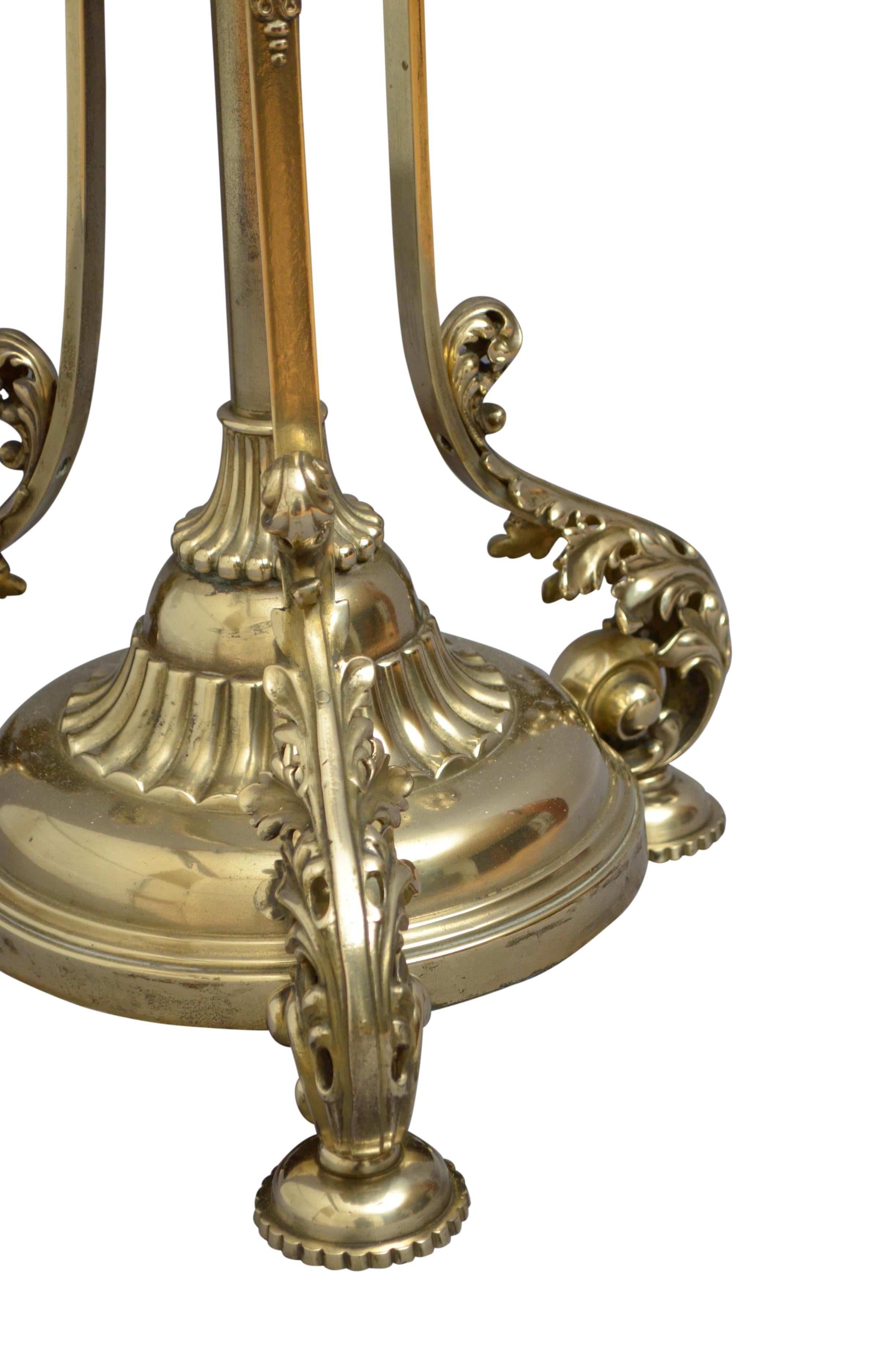 Victorian Brass Floor Standard Lamp by R. W. Winfield, Birmingham 6