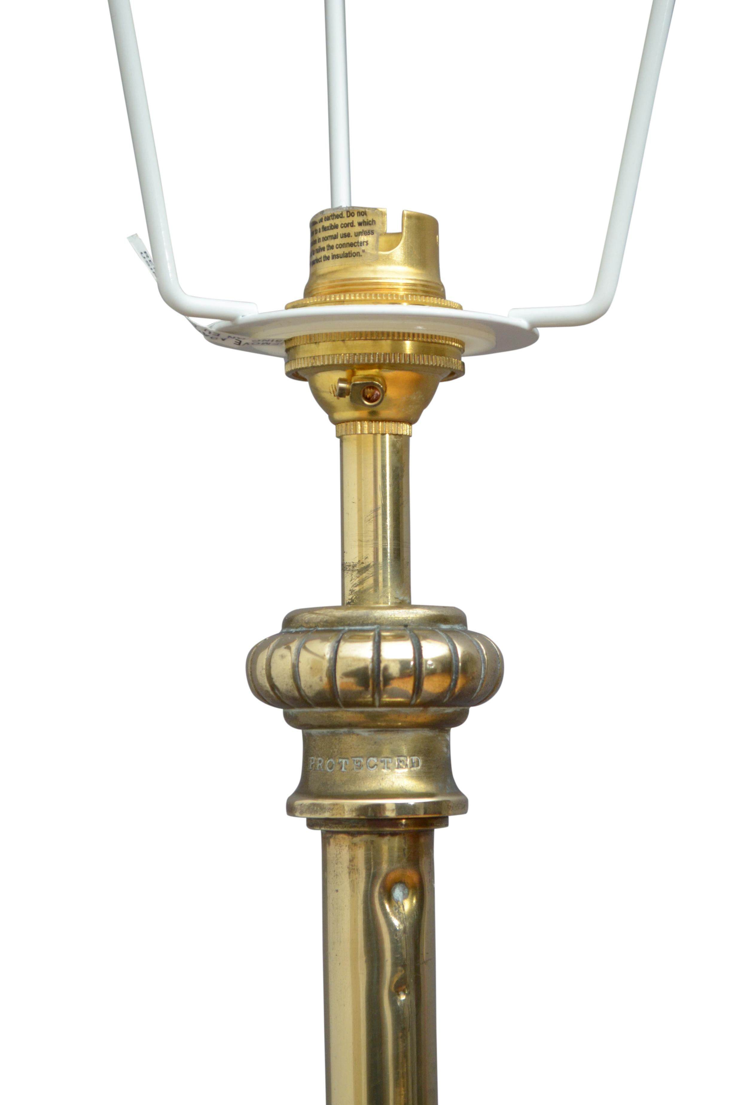 English Victorian Brass Floor Standard Lamp by R. W. Winfield, Birmingham