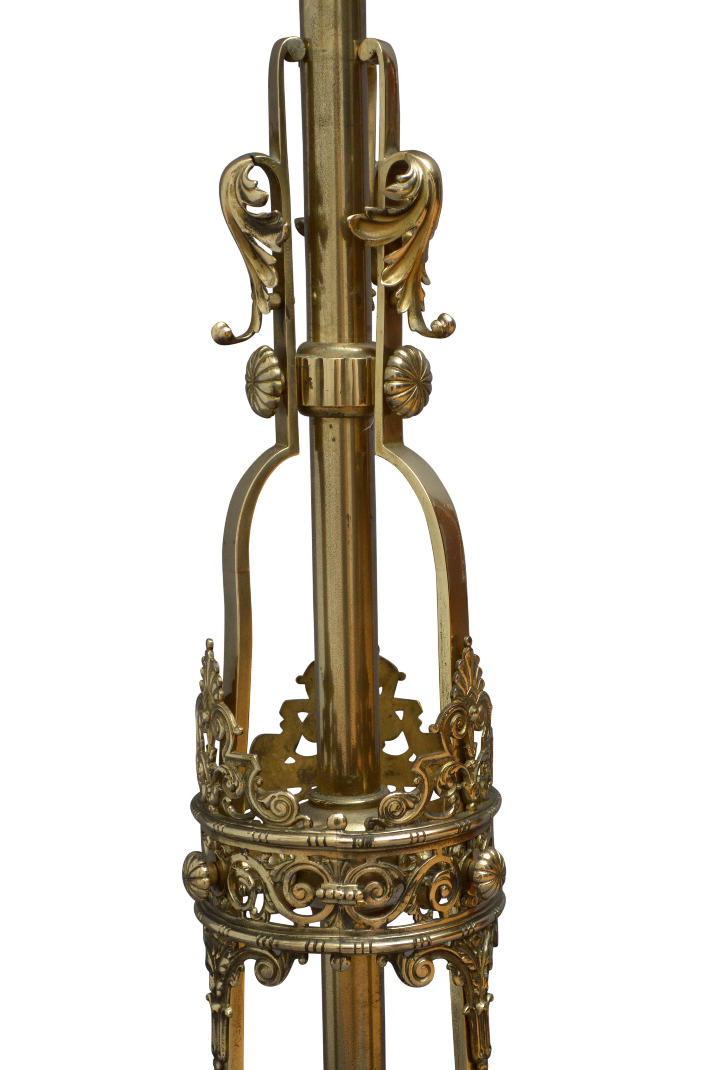 19th Century Victorian Brass Floor Standard Lamp by R. W. Winfield, Birmingham