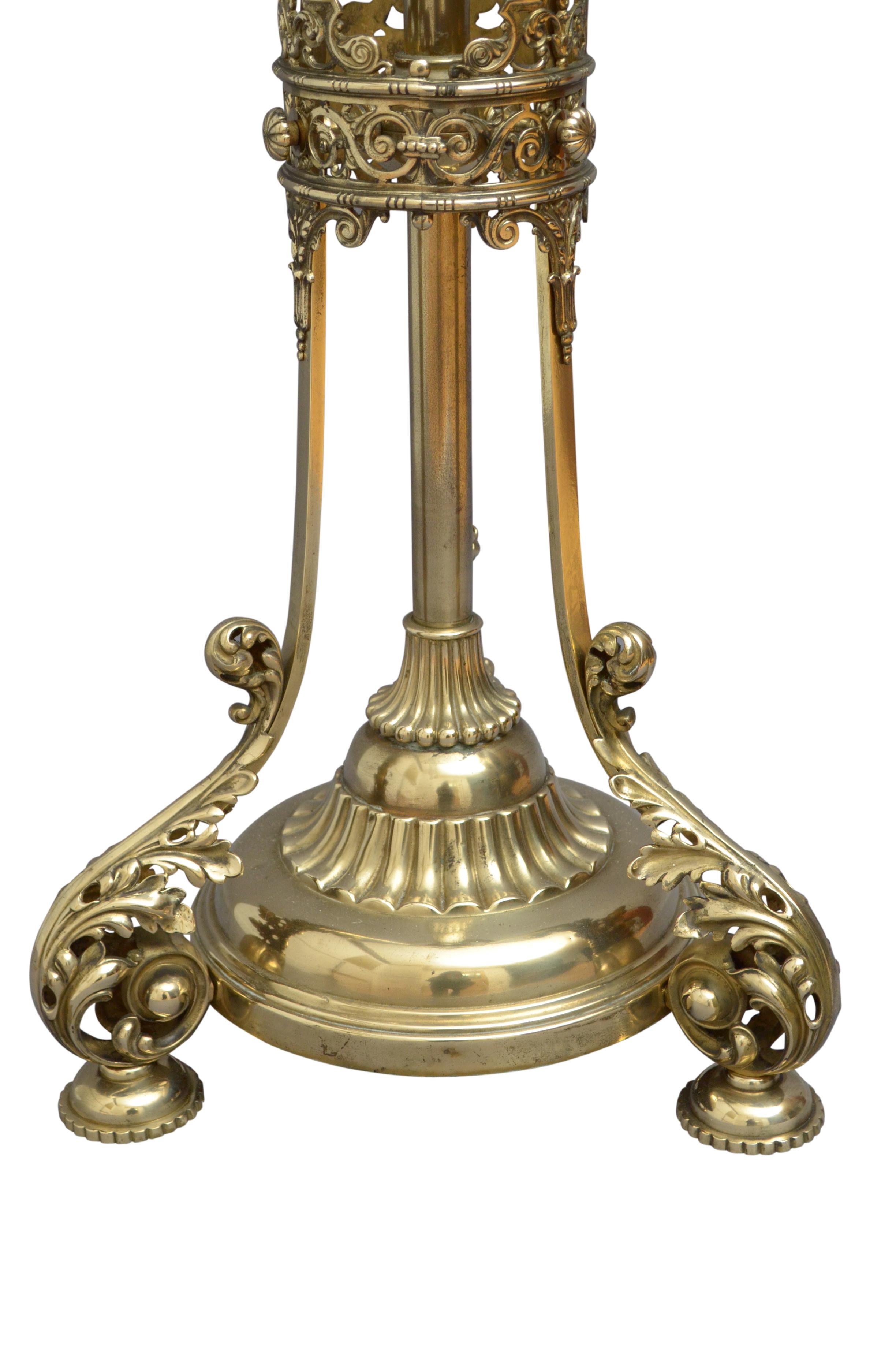 Victorian Brass Floor Standard Lamp by R. W. Winfield, Birmingham 3