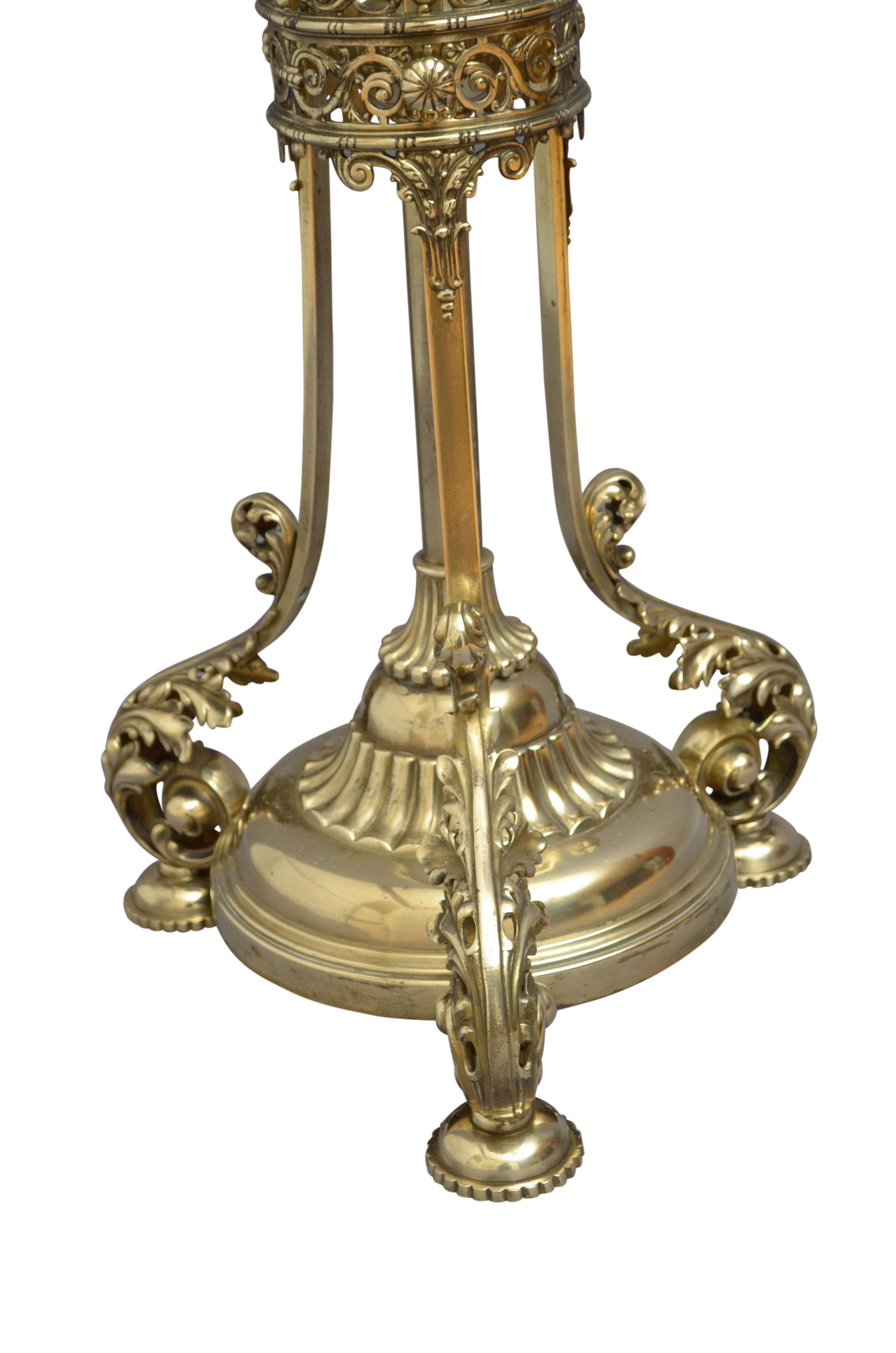 Victorian Brass Floor Standard Lamp by R. W. Winfield, Birmingham 4