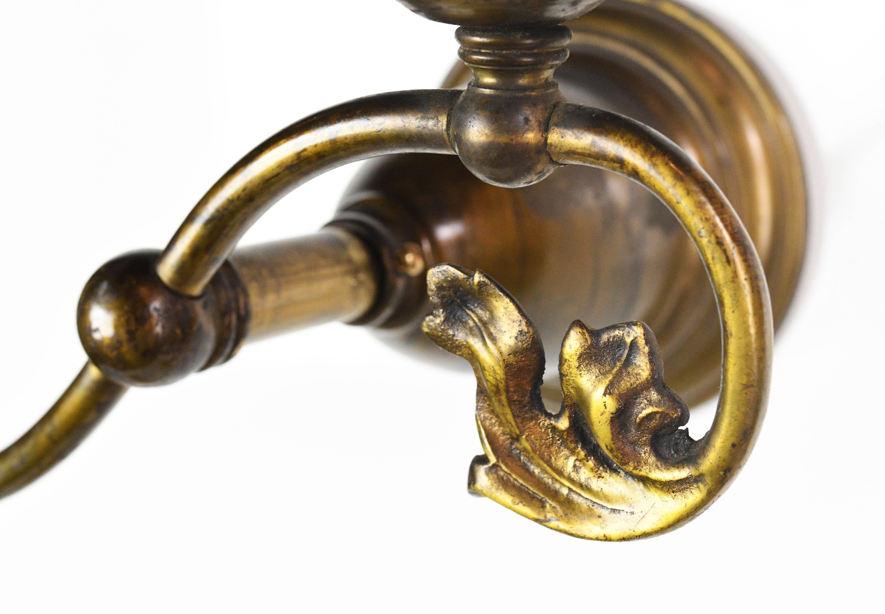 Victorian Gas and Electric Brass Sconce 3