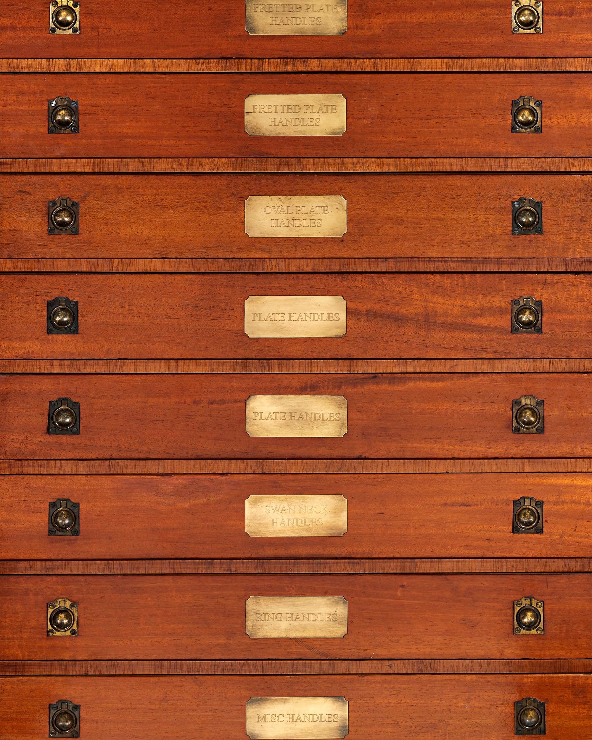 European Victorian Brass Hardware Collector's Cabinet
