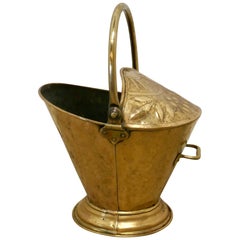 Used Victorian Brass Helmet Coal Scuttle