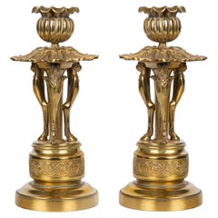 Victorian Brass Hoof Candlesticks Pair